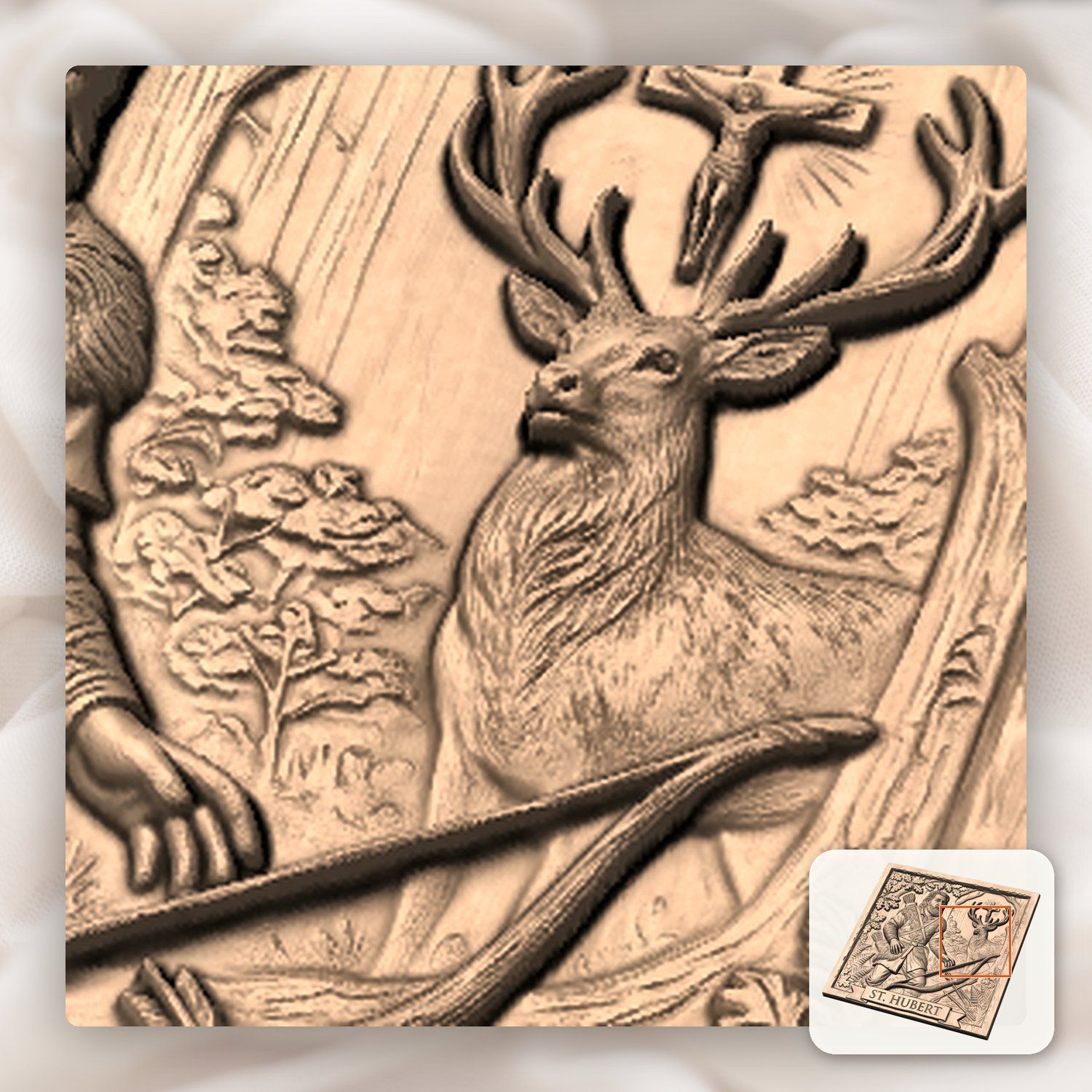 St Hubert Patron Saint of Hunters CNC Relief STL bas-relief STL — view 10