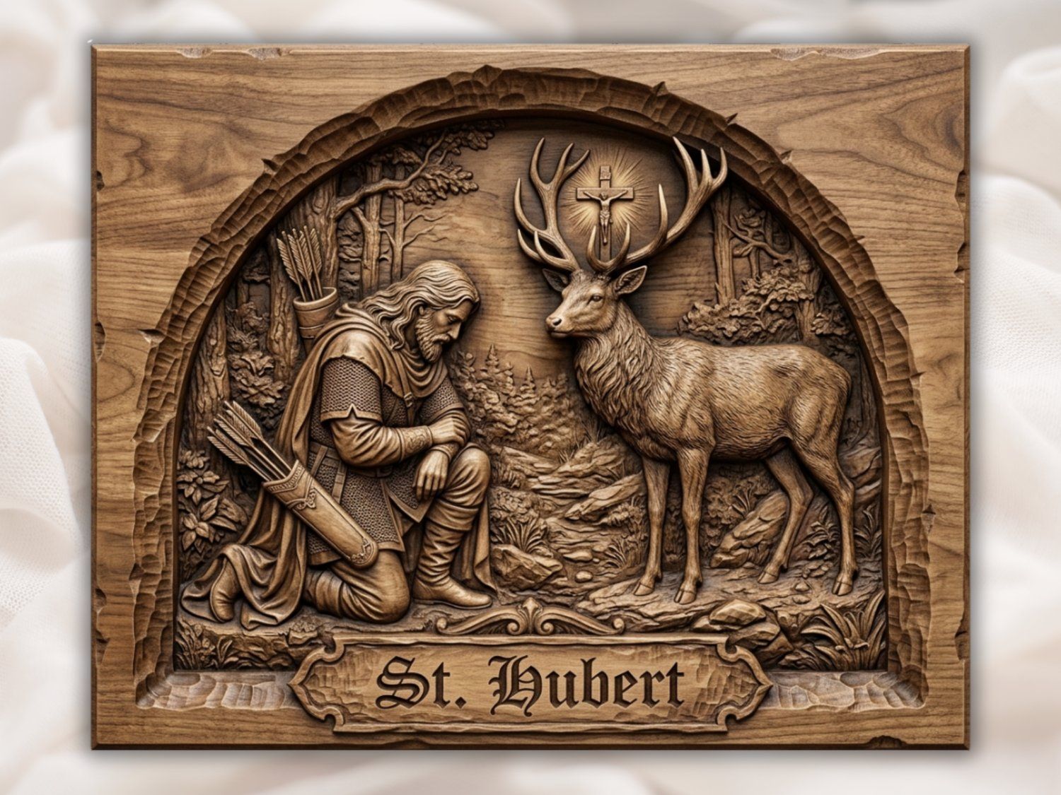 St Hubert Patron Saint Of Hunters CNC Relief STL bas-relief STL — view 2
