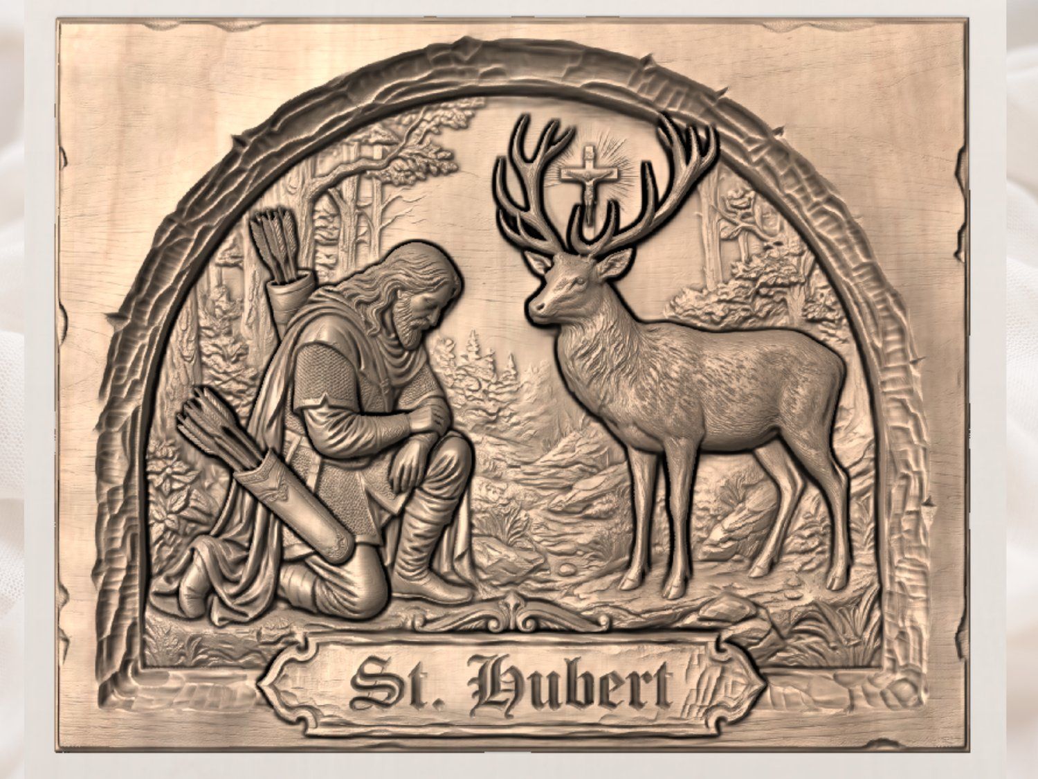 St Hubert Patron Saint Of Hunters CNC Relief STL bas-relief STL — view 3