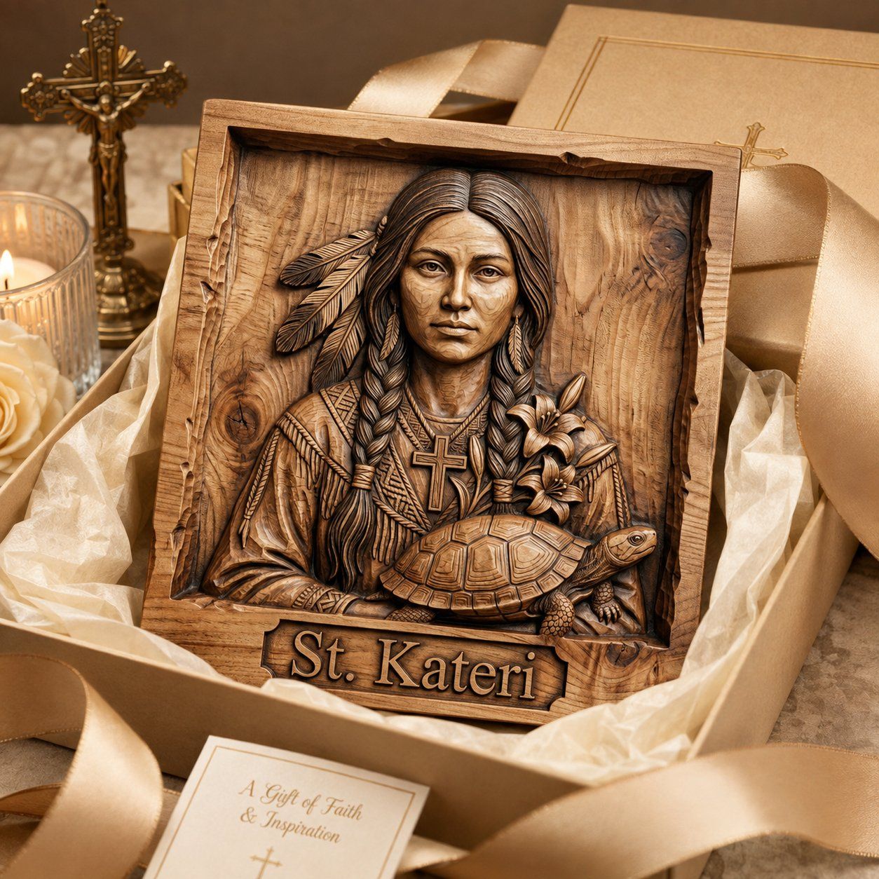 St Kateri Tekakwitha Lily of the Mohawks CNC Relief STL bas-relief STL — view 8