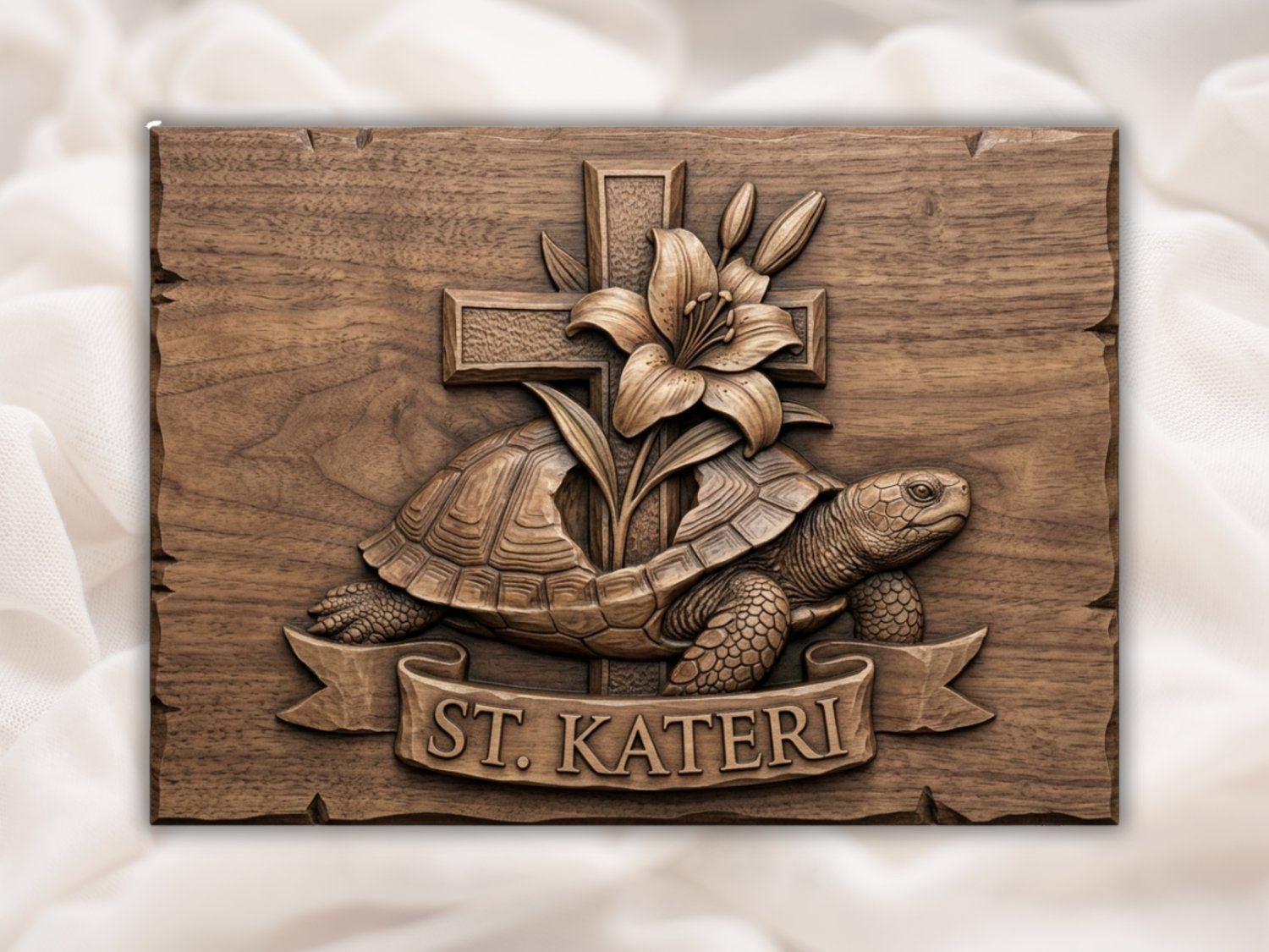 St. Kateri Tekakwitha Lily Turtle Clan CNC Relief STL bas-relief STL — view 2