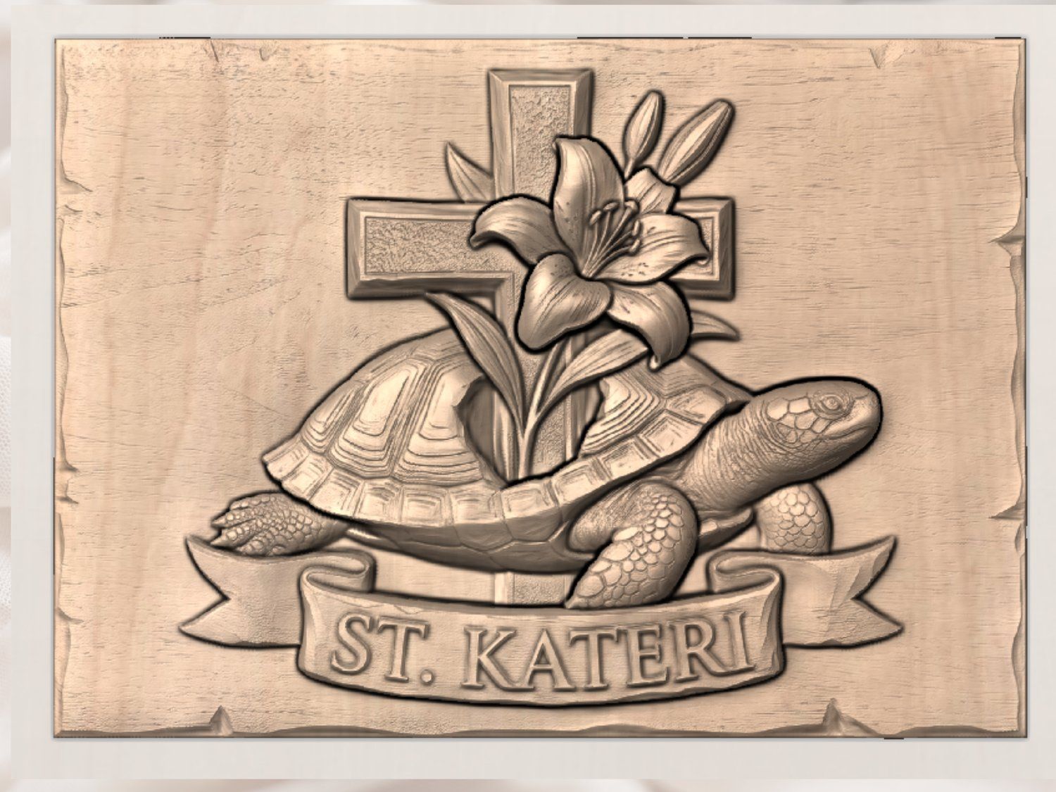 St. Kateri Tekakwitha Lily Turtle Clan CNC Relief STL bas-relief STL — view 3