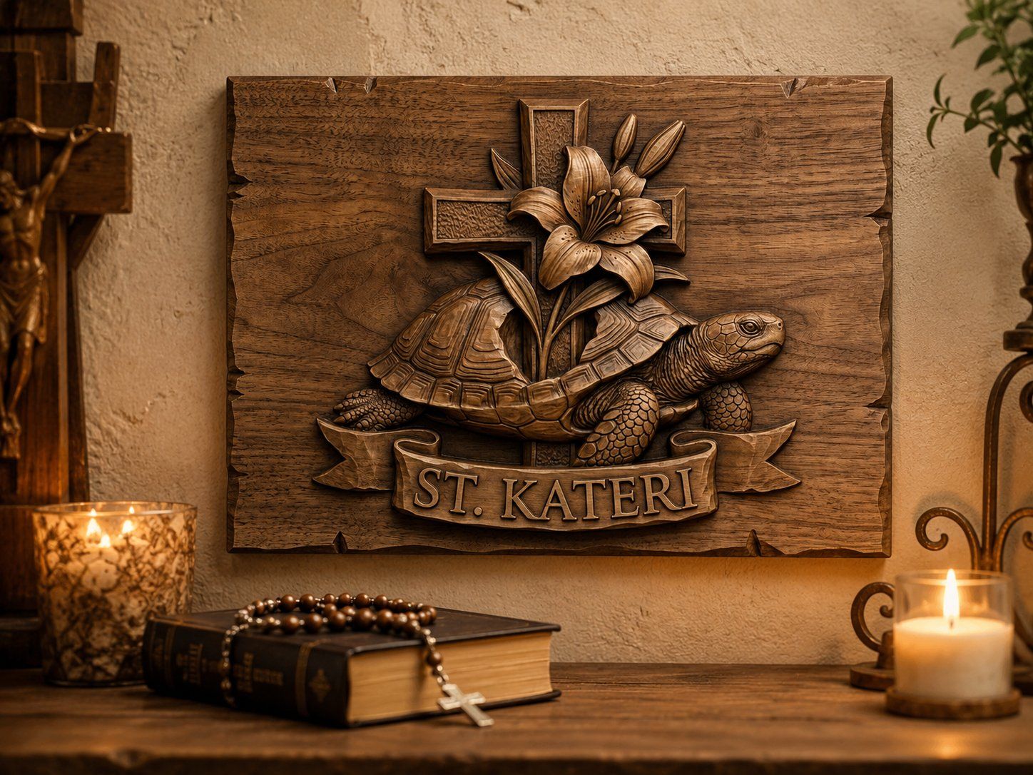 St. Kateri Tekakwitha Lily Turtle Clan CNC Relief STL bas-relief STL — view 5