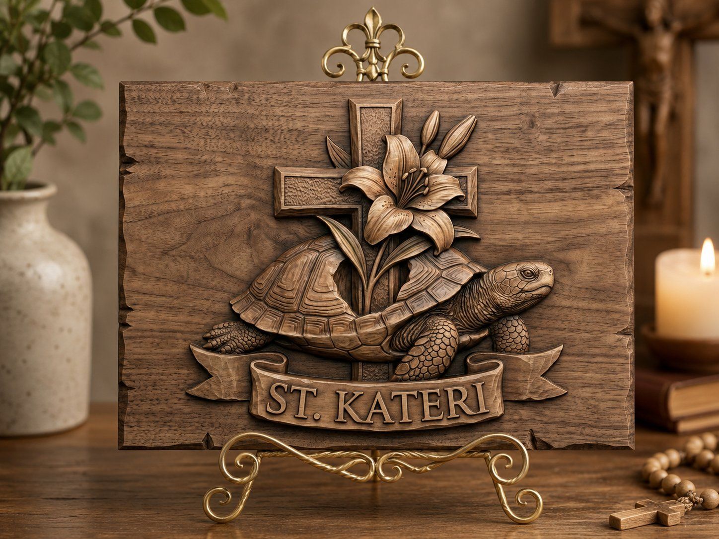 St. Kateri Tekakwitha Lily Turtle Clan CNC Relief STL bas-relief STL — view 6