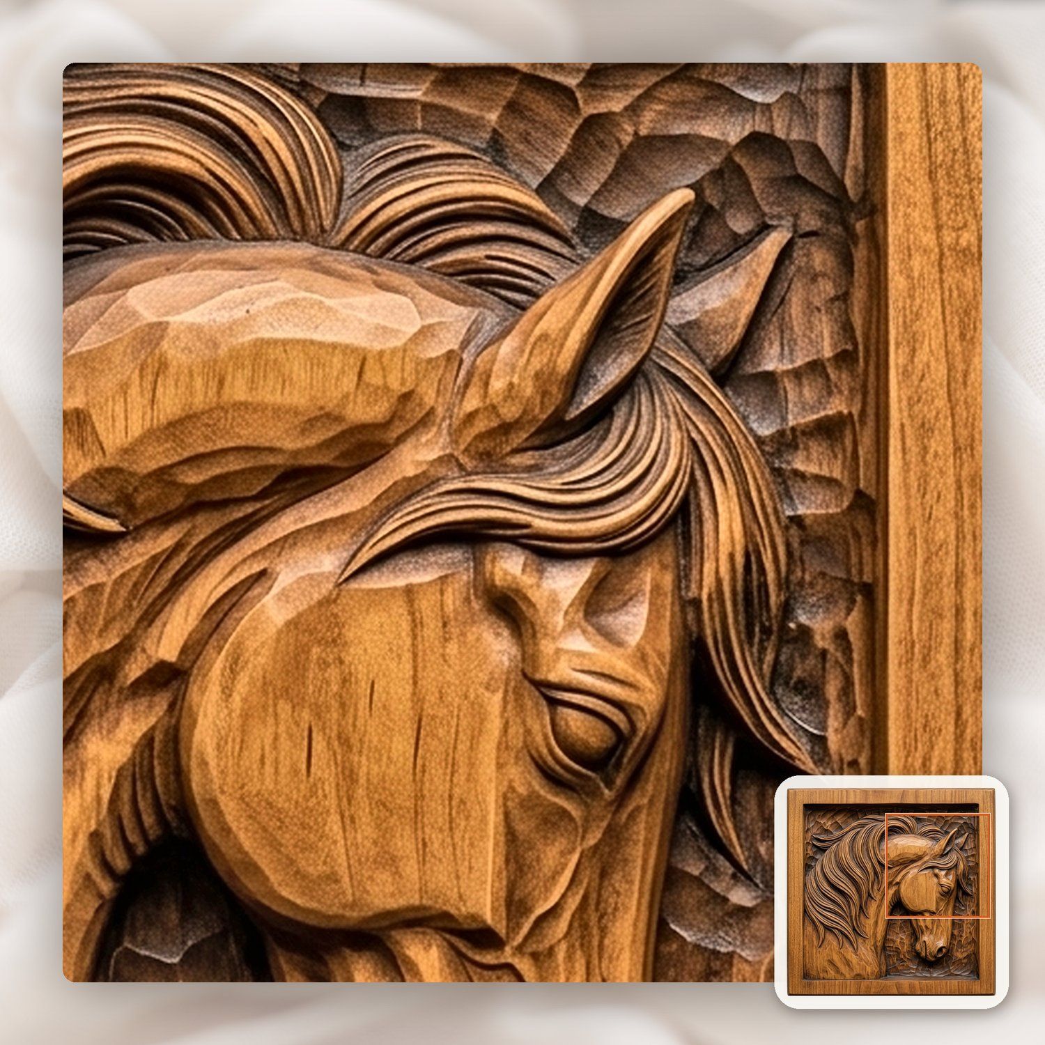 Stallion Portrait Horse Head CNC Relief STL bas-relief STL — view 12