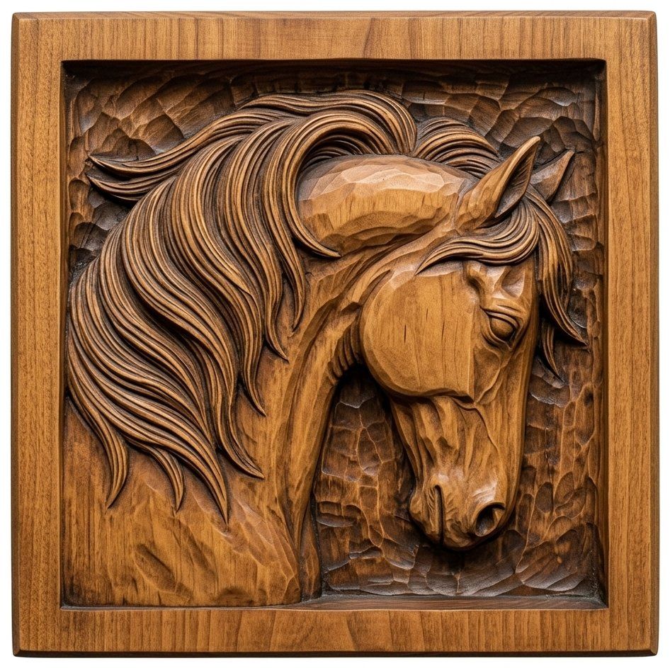 Stallion Portrait Horse Head CNC Relief STL bas-relief STL — view 4