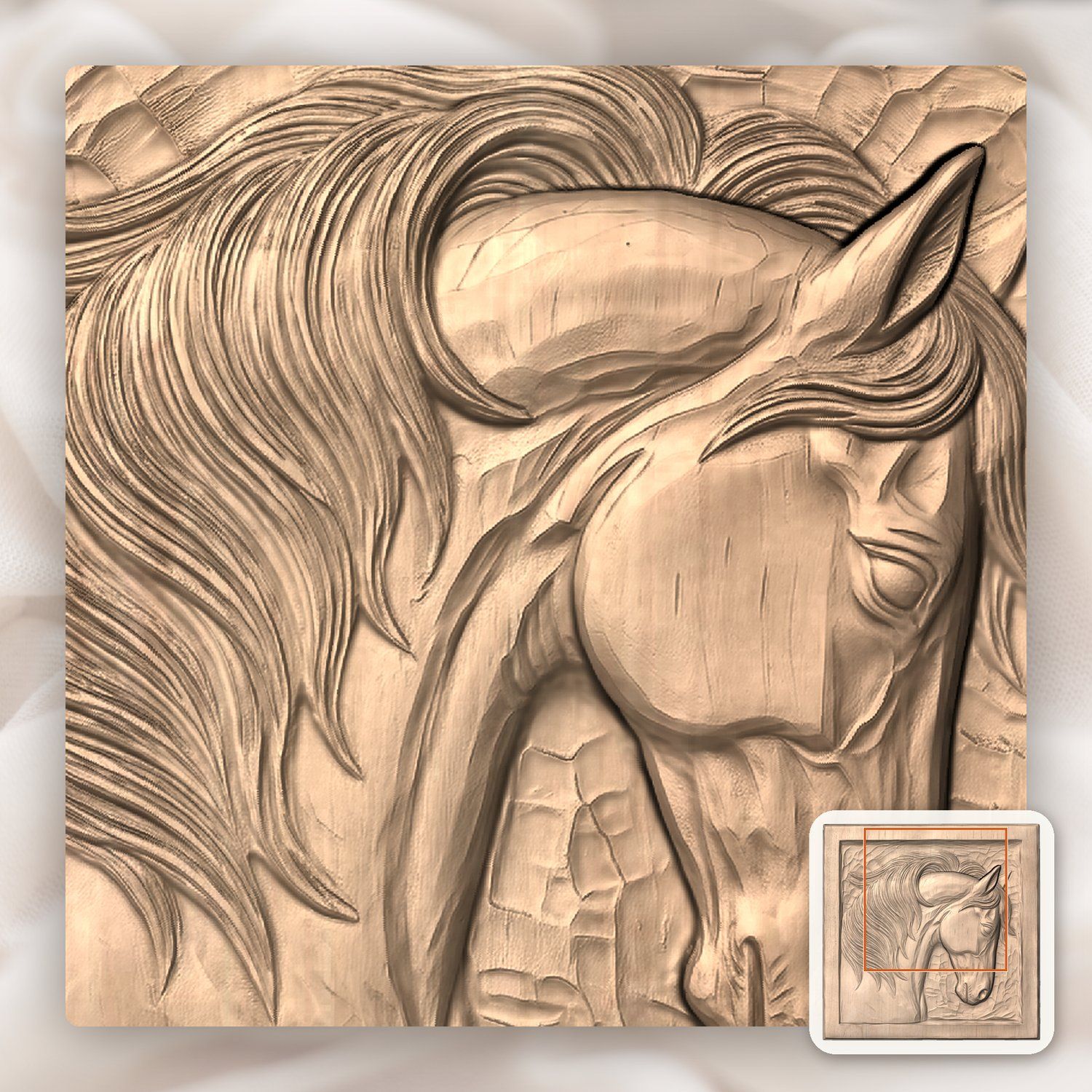 Stallion Portrait Horse Head CNC Relief STL bas-relief STL — view 8