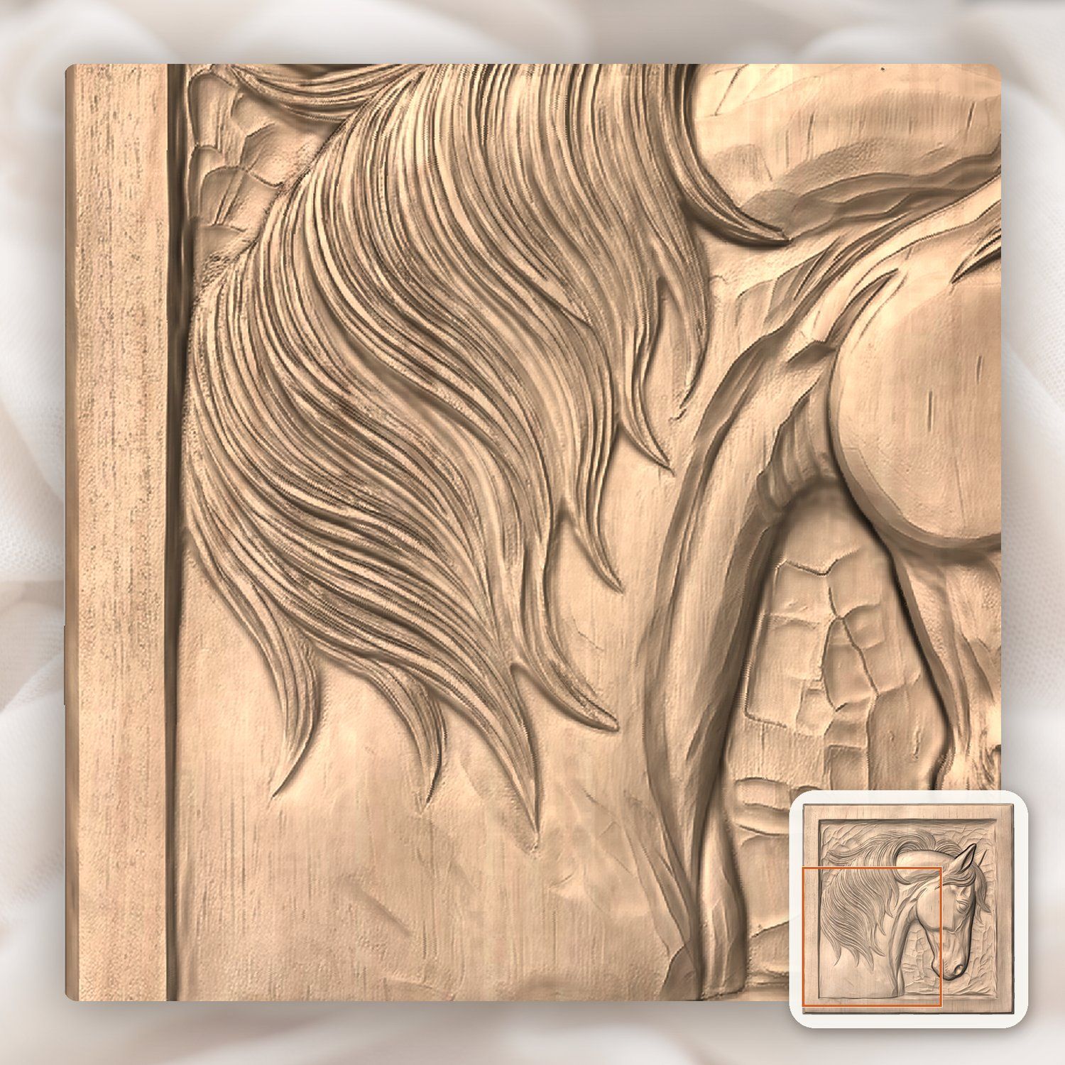 Stallion Portrait Horse Head CNC Relief STL bas-relief STL — view 9