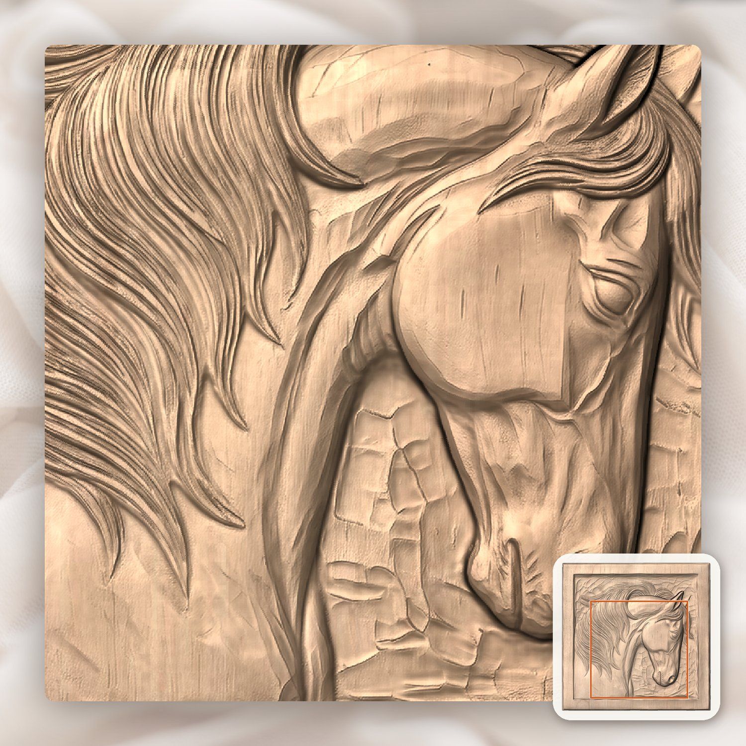 Stallion Portrait Horse Head CNC Relief STL bas-relief STL — view 10
