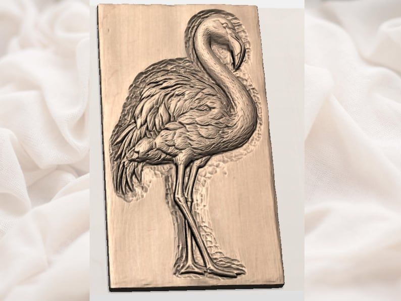 Standing Flamingo Bas-Relief STL for CNC and 3D Printing bas-relief STL — view 2