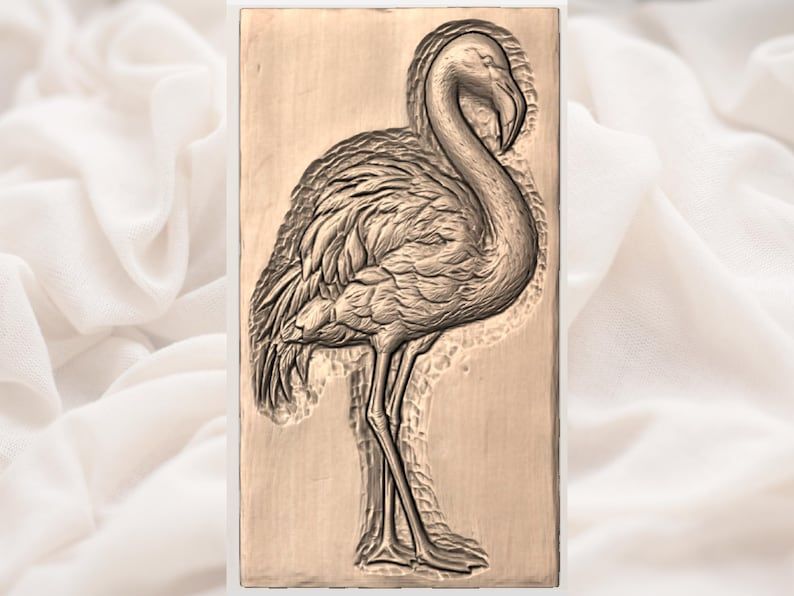 Standing Flamingo Bas-Relief STL for CNC and 3D Printing bas-relief STL — view 3