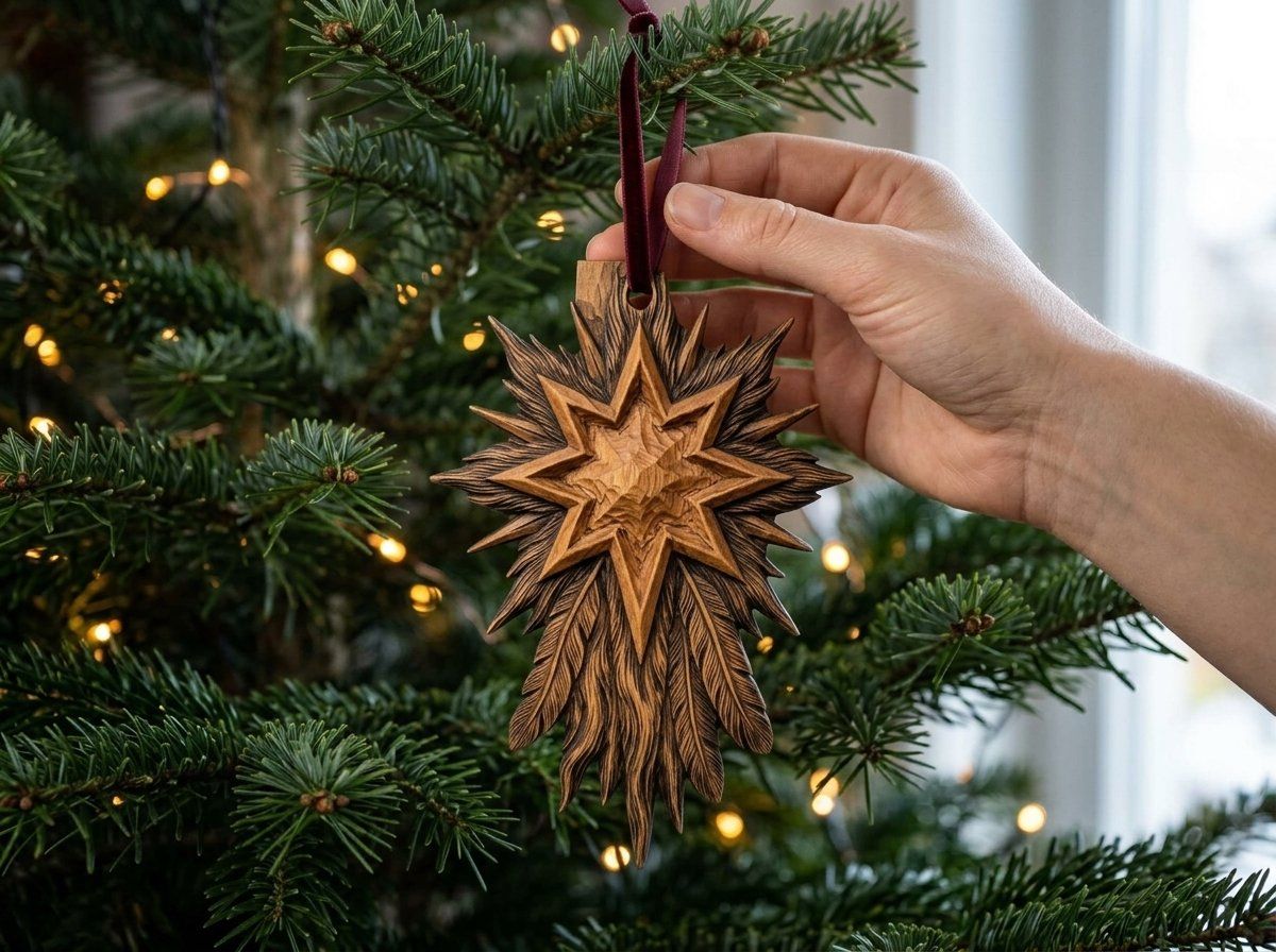 Star of Bethlehem Ornament CNC Relief STL | Christian Christmas Tree Decor | Religious Holiday Wood Carving Design — carved bas relief STL file for CNC