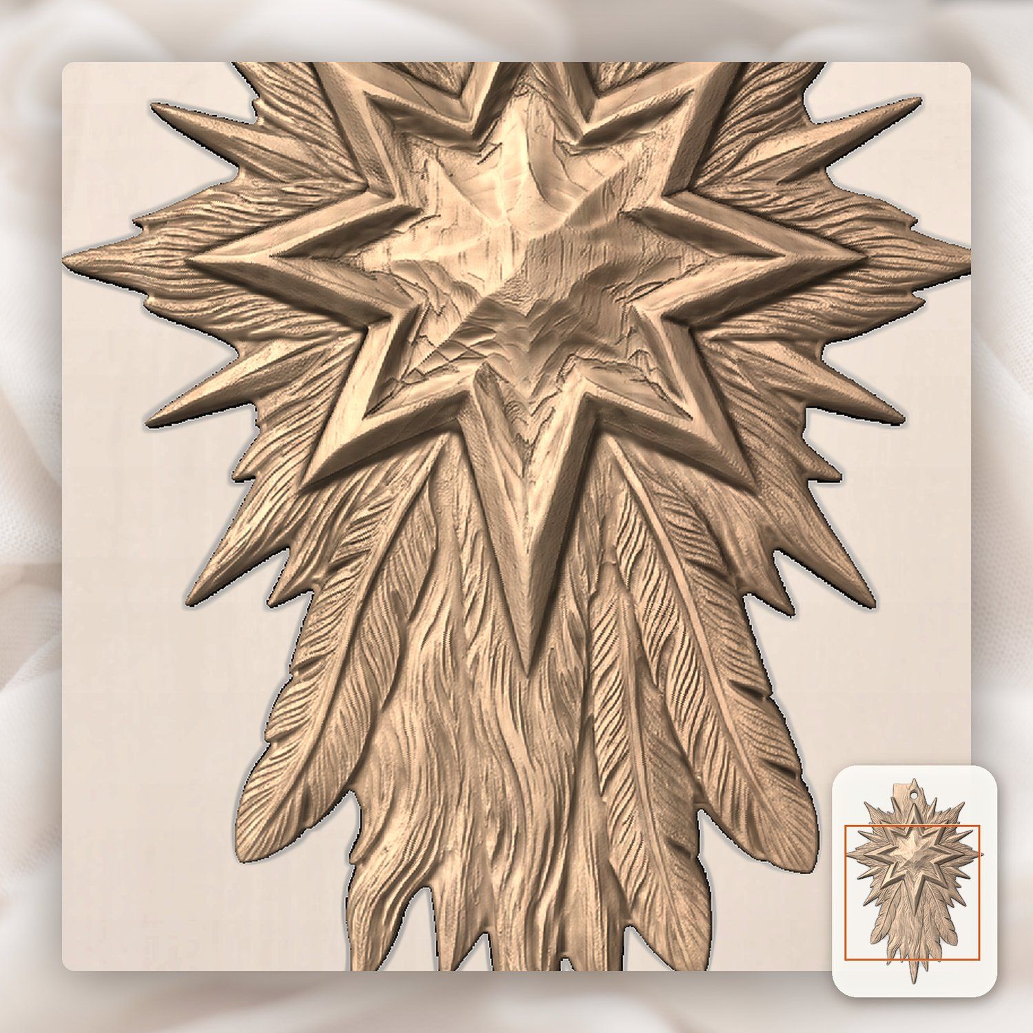 Star of Bethlehem Ornament CNC Relief STL bas-relief STL — view 7