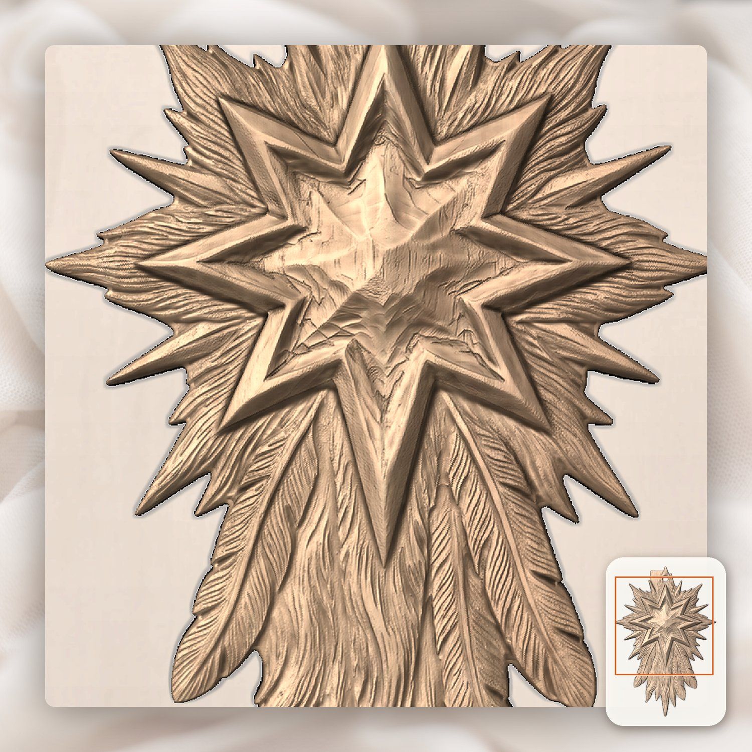 Star of Bethlehem Ornament CNC Relief STL bas-relief STL — view 8