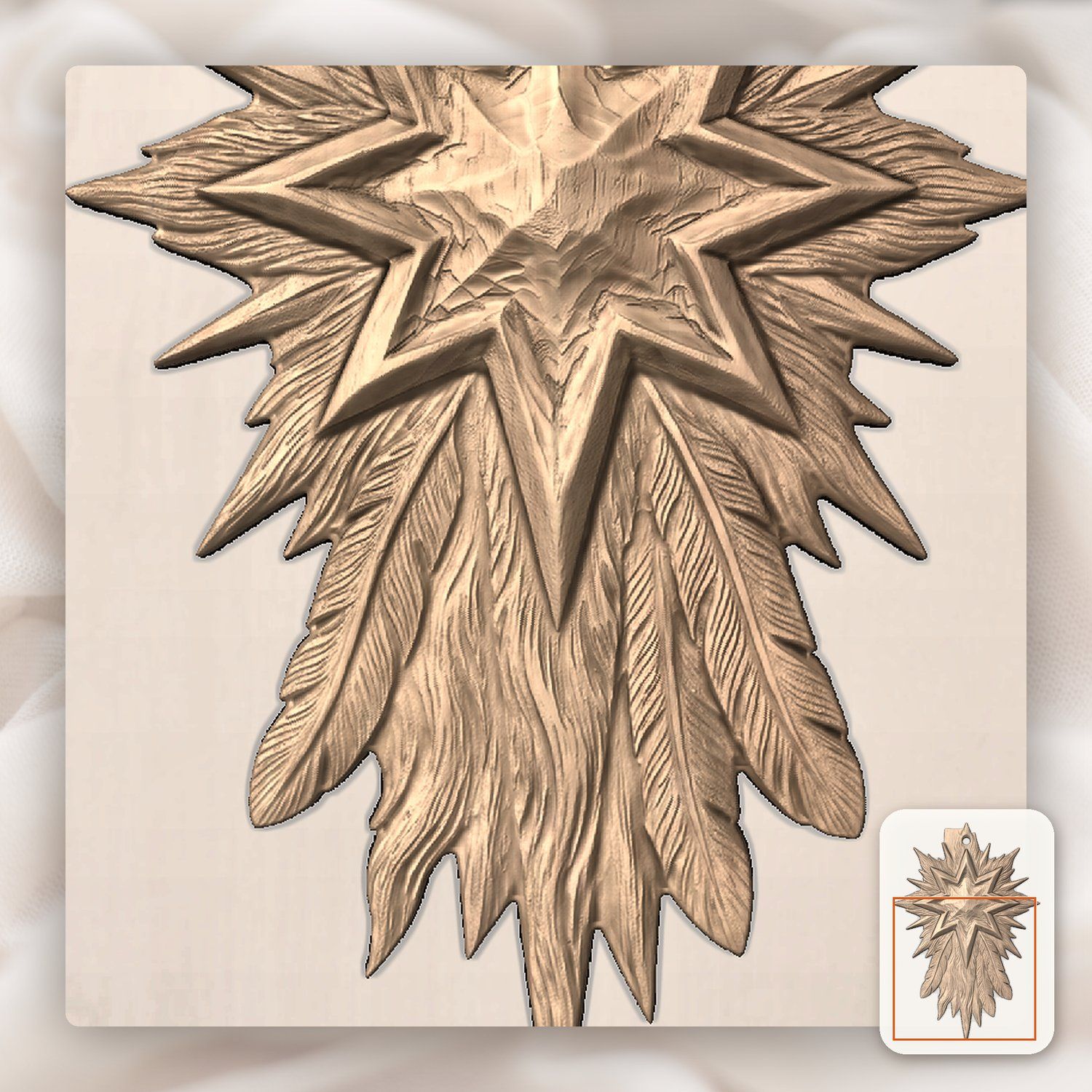 Star of Bethlehem Ornament CNC Relief STL bas-relief STL — view 9