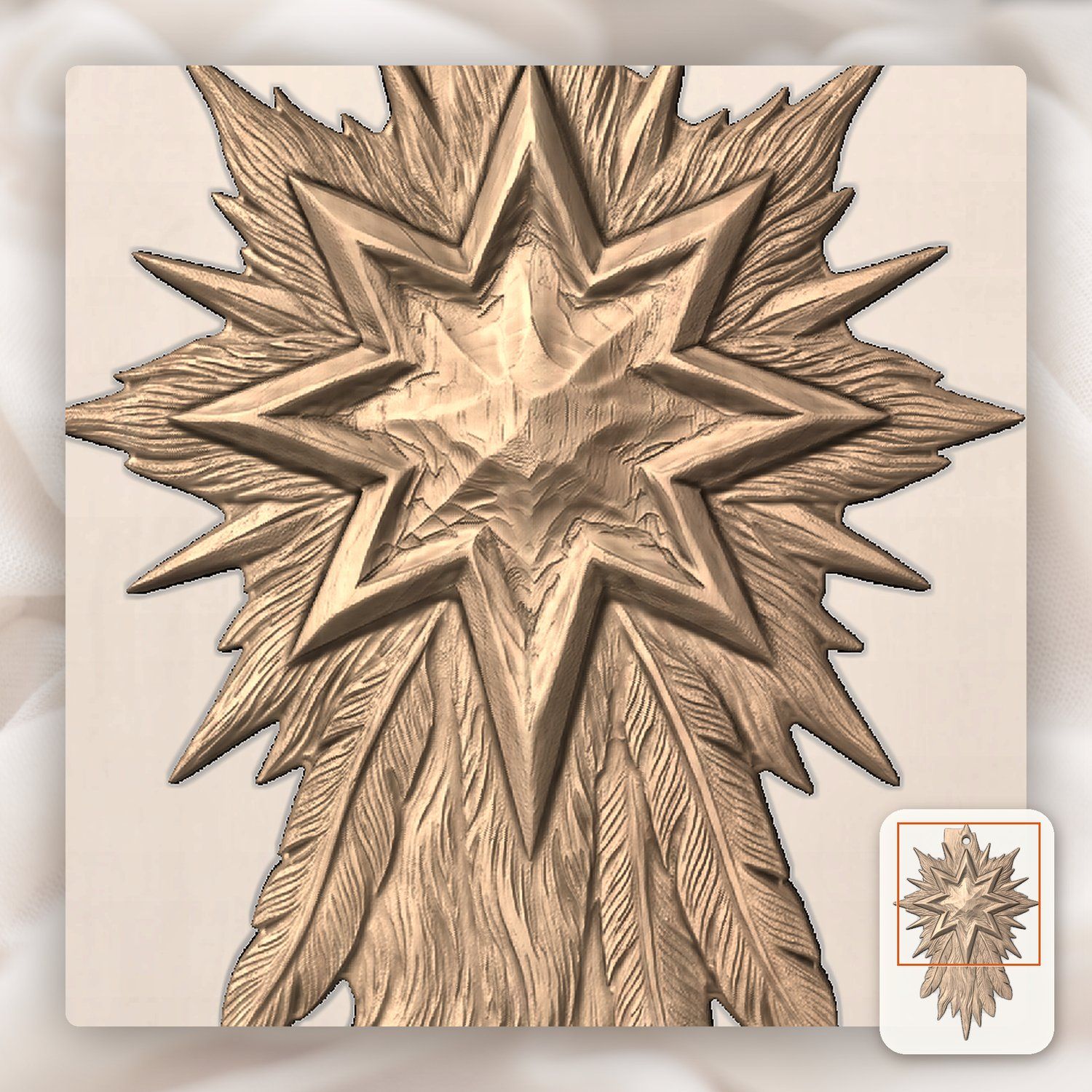 Star of Bethlehem Ornament CNC Relief STL bas-relief STL — view 10