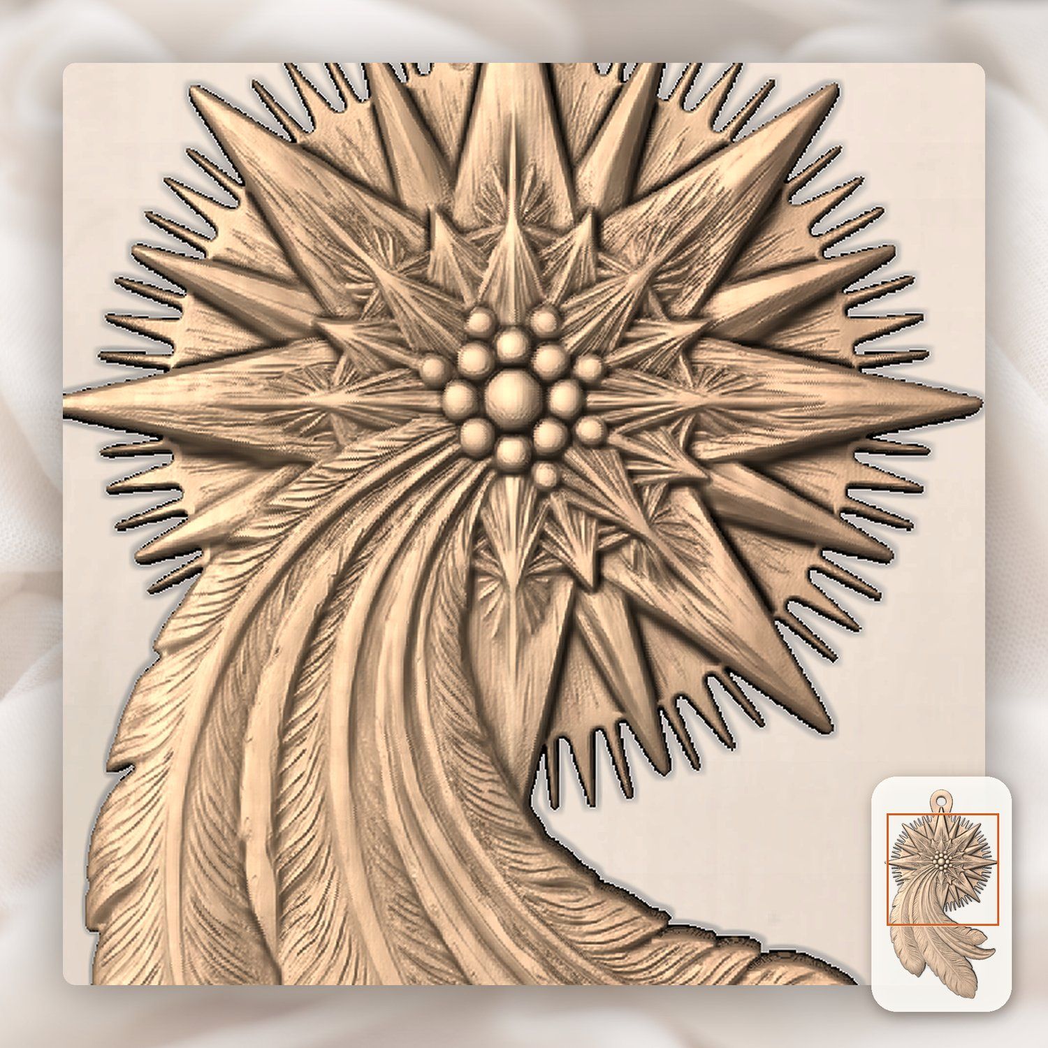 Star of Bethlehem Ornament CNC Relief STL bas-relief STL — view 8