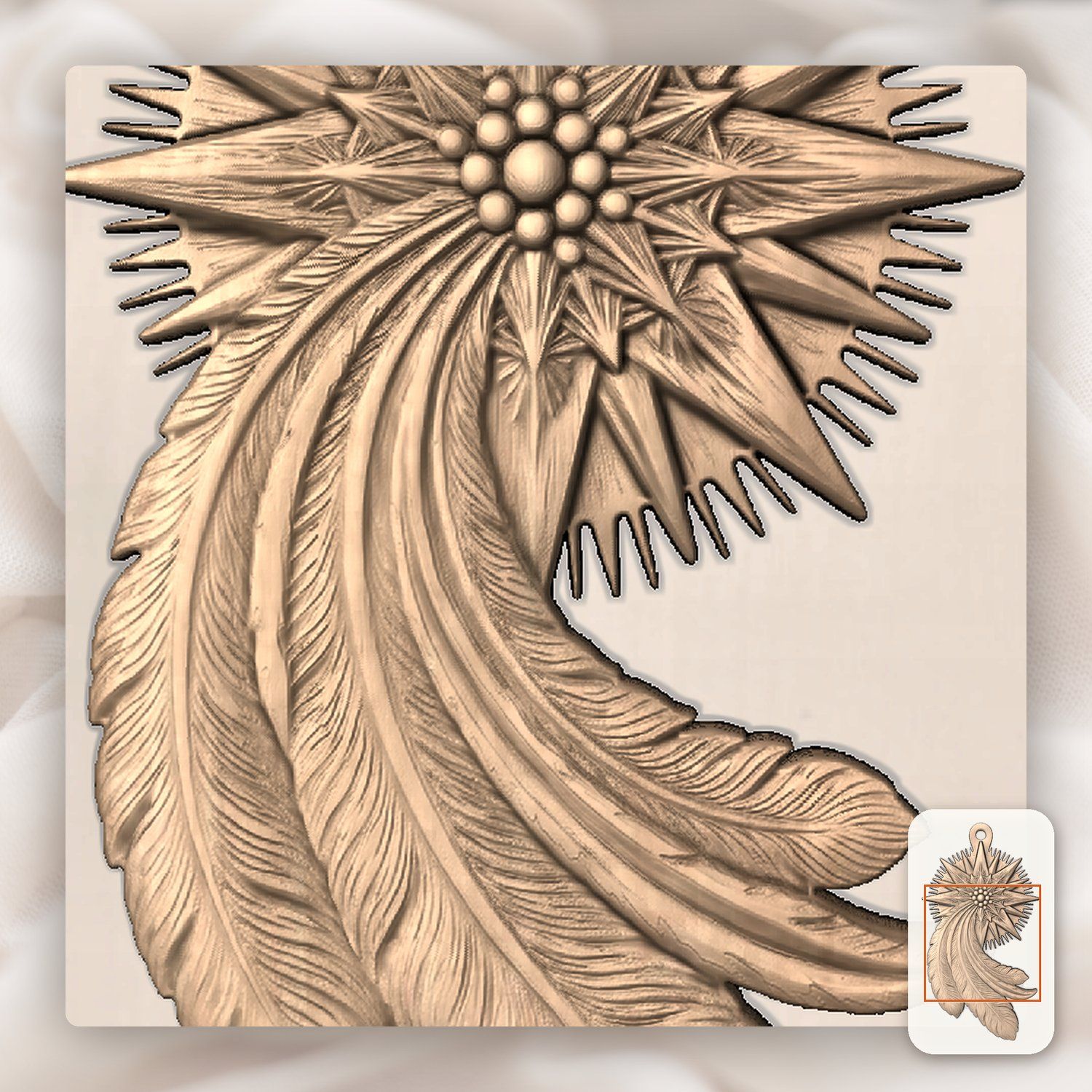 Star of Bethlehem Ornament CNC Relief STL bas-relief STL — view 9