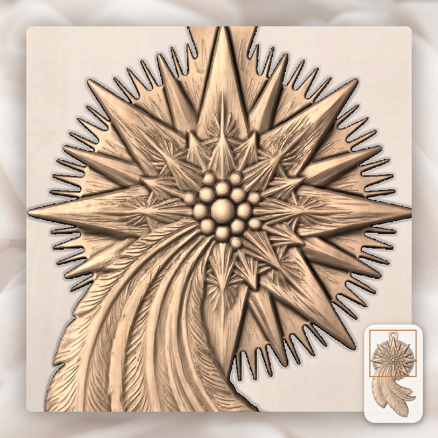 Star of Bethlehem Ornament CNC Relief STL bas-relief STL — view 10