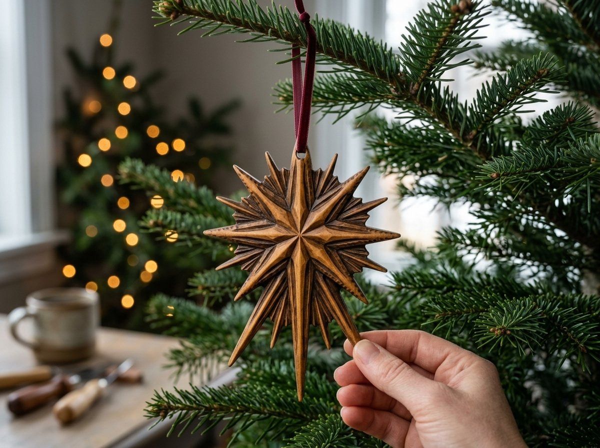 Star of Bethlehem Ornament CNC Relief STL | Religious Christmas Wood Carving Model | Sacred Star Woodworking File — carved bas relief STL file for CNC