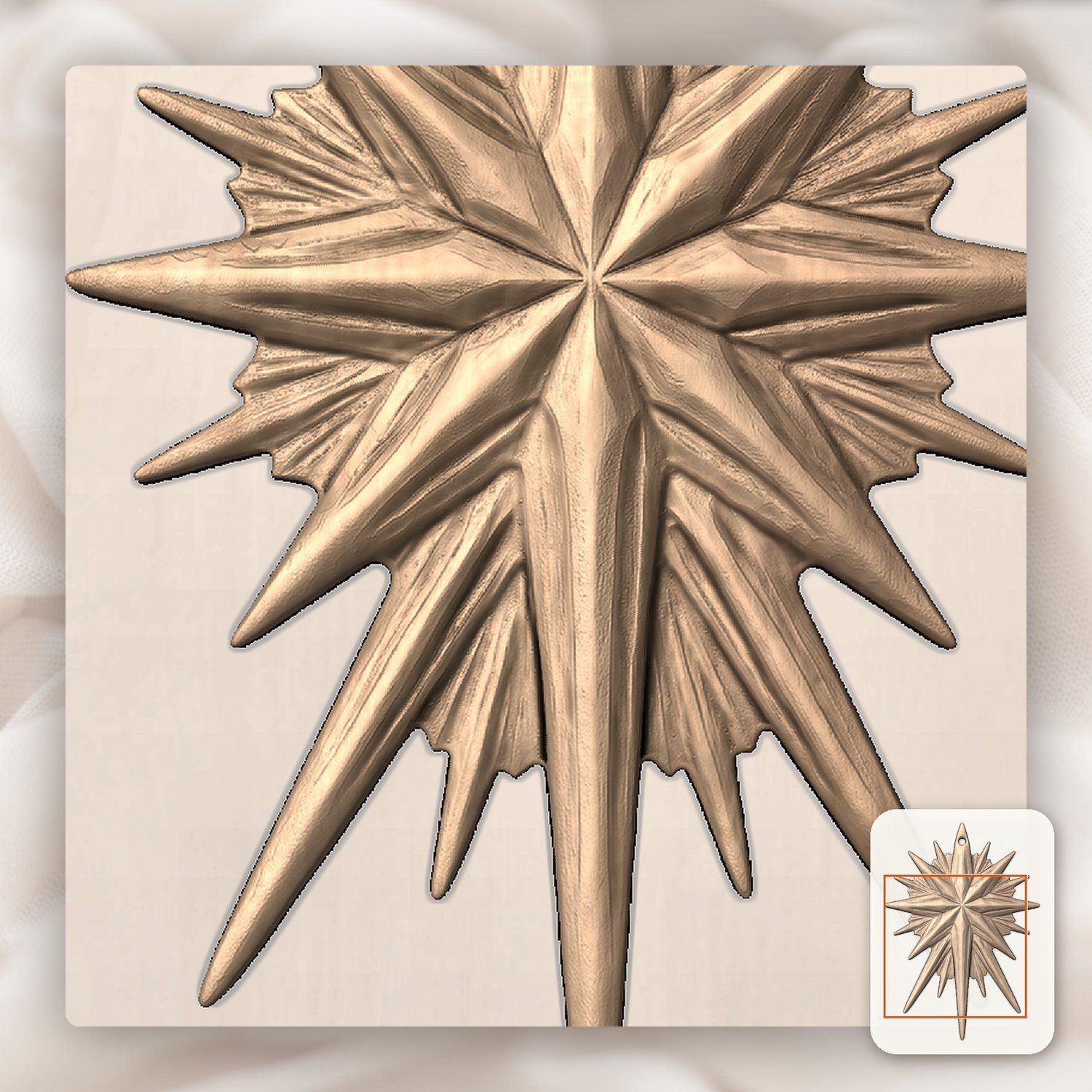 Star of Bethlehem Ornament CNC Relief STL bas-relief STL — view 7