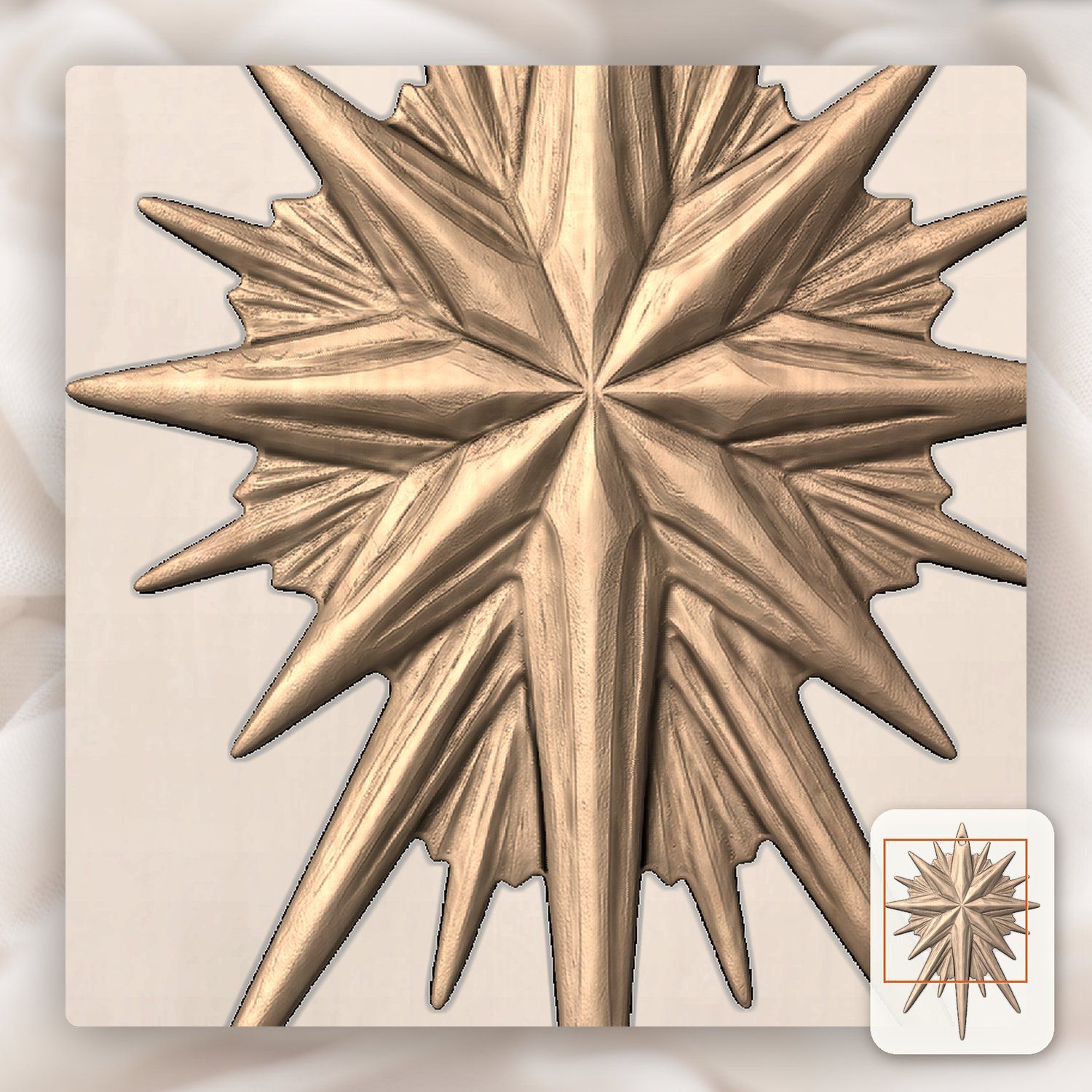 Star of Bethlehem Ornament CNC Relief STL bas-relief STL — view 8