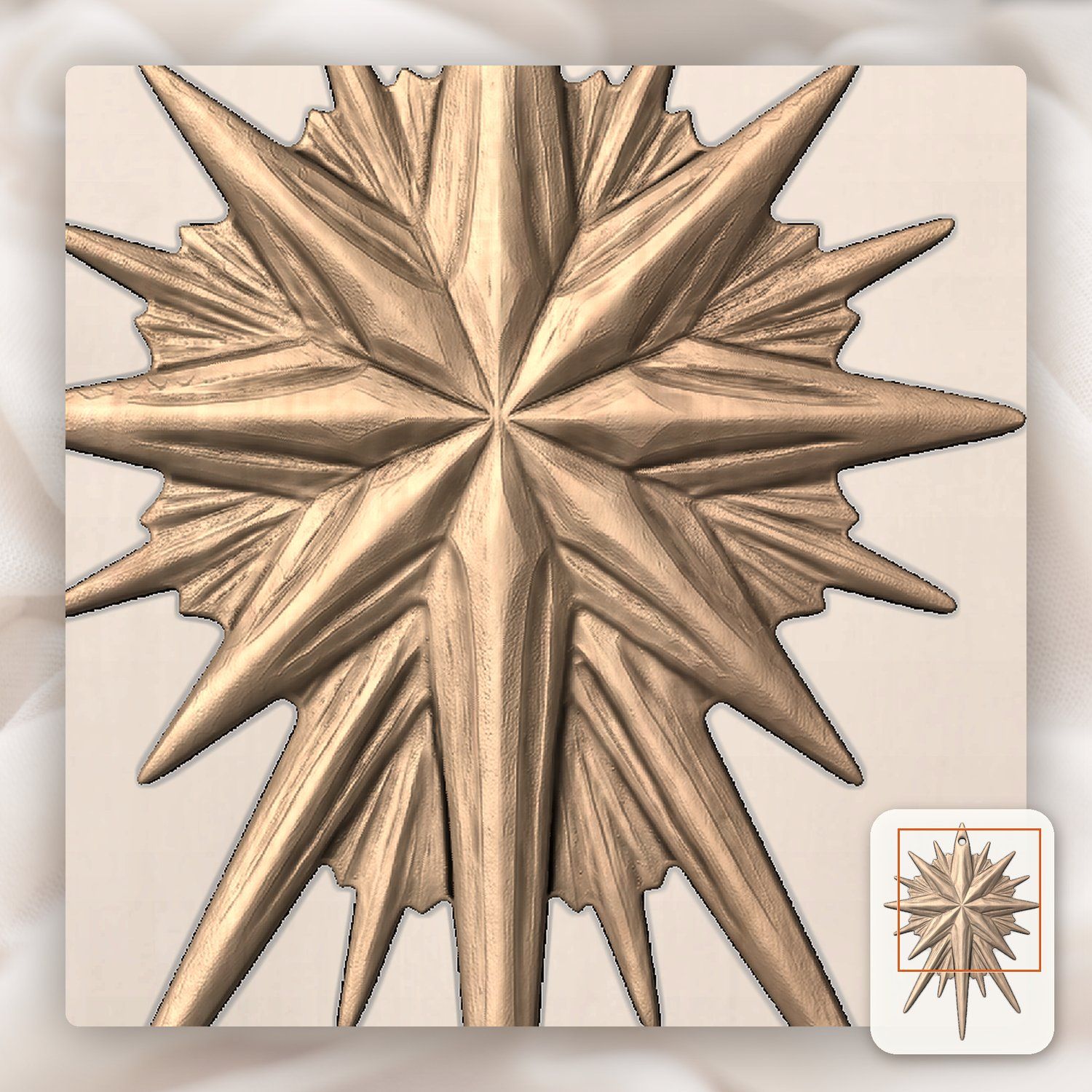 Star of Bethlehem Ornament CNC Relief STL bas-relief STL — view 9