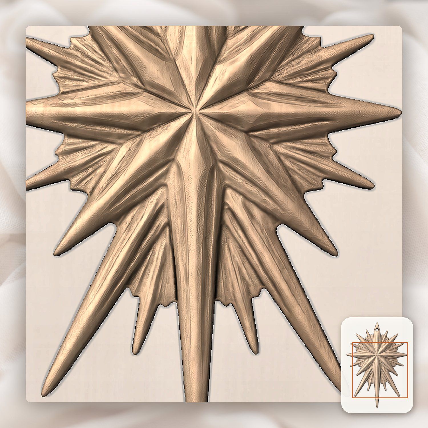 Star of Bethlehem Ornament CNC Relief STL bas-relief STL — view 10
