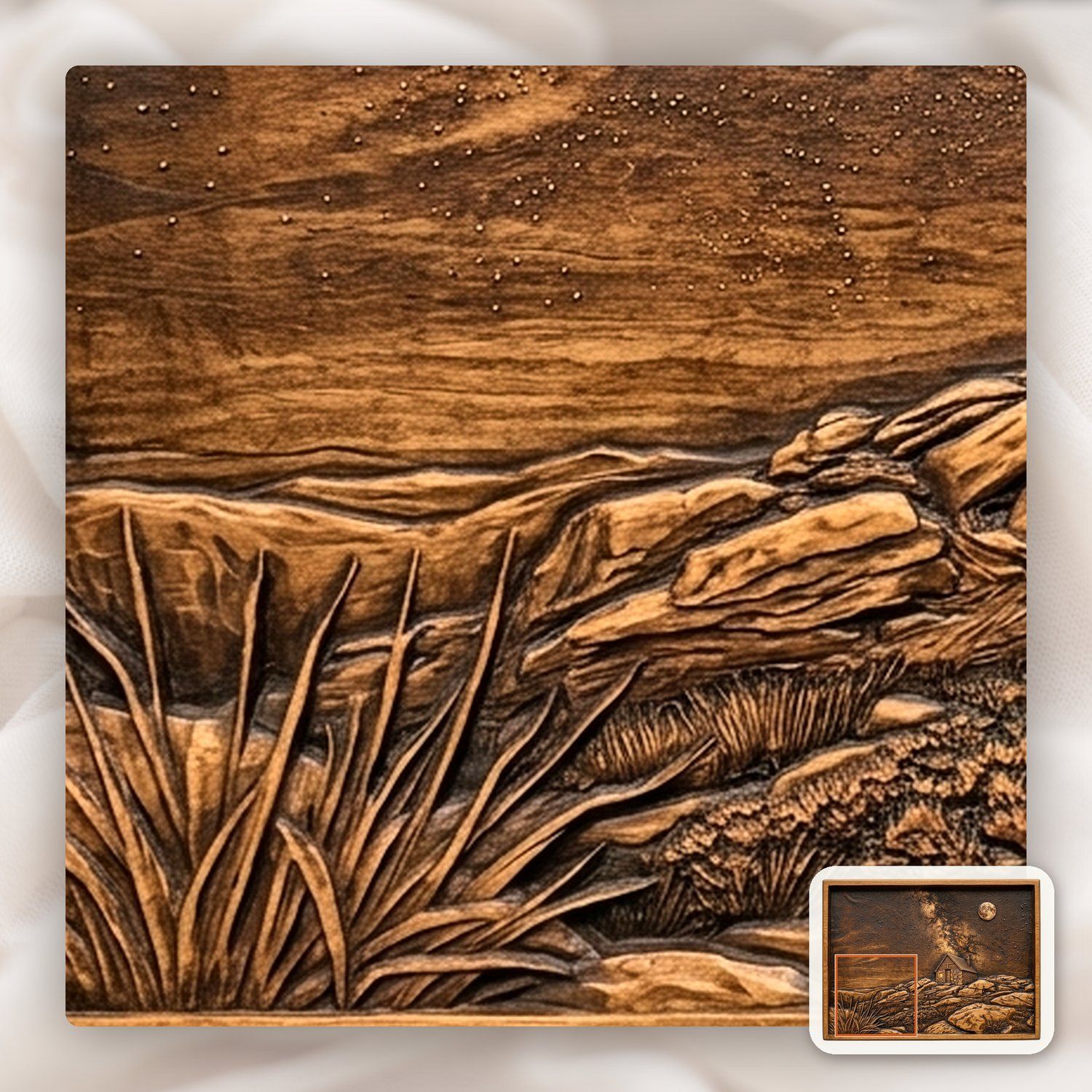 Starry Night Cabin Milky Way CNC Relief STL bas-relief STL — view 12