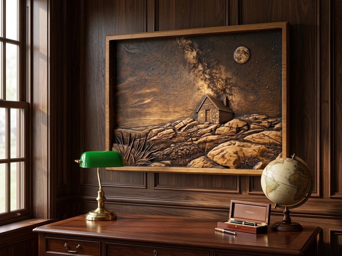 Starry Night Cabin Milky Way CNC Relief STL bas-relief STL — view 15