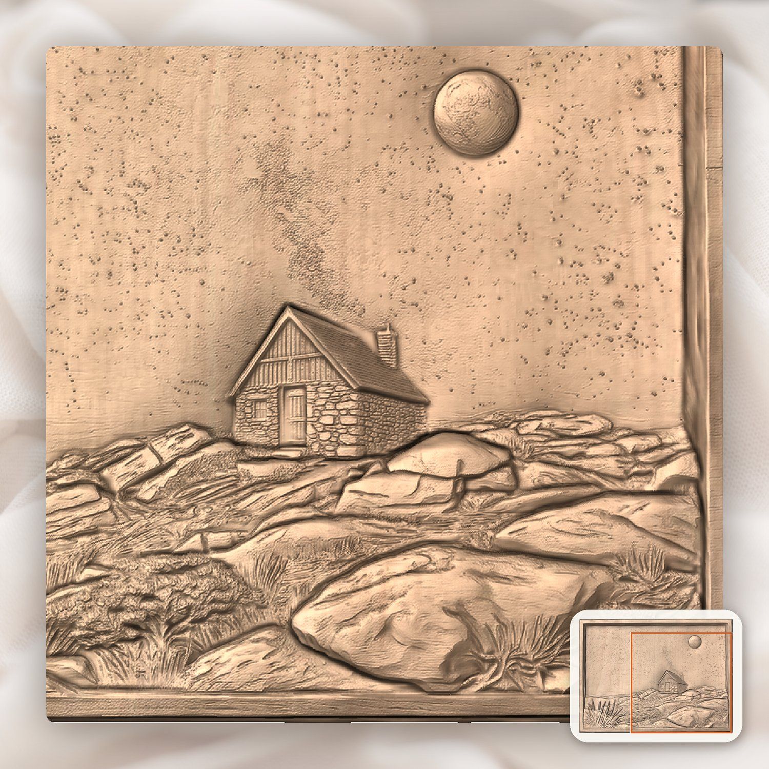 Starry Night Cabin Milky Way CNC Relief STL bas-relief STL — view 8