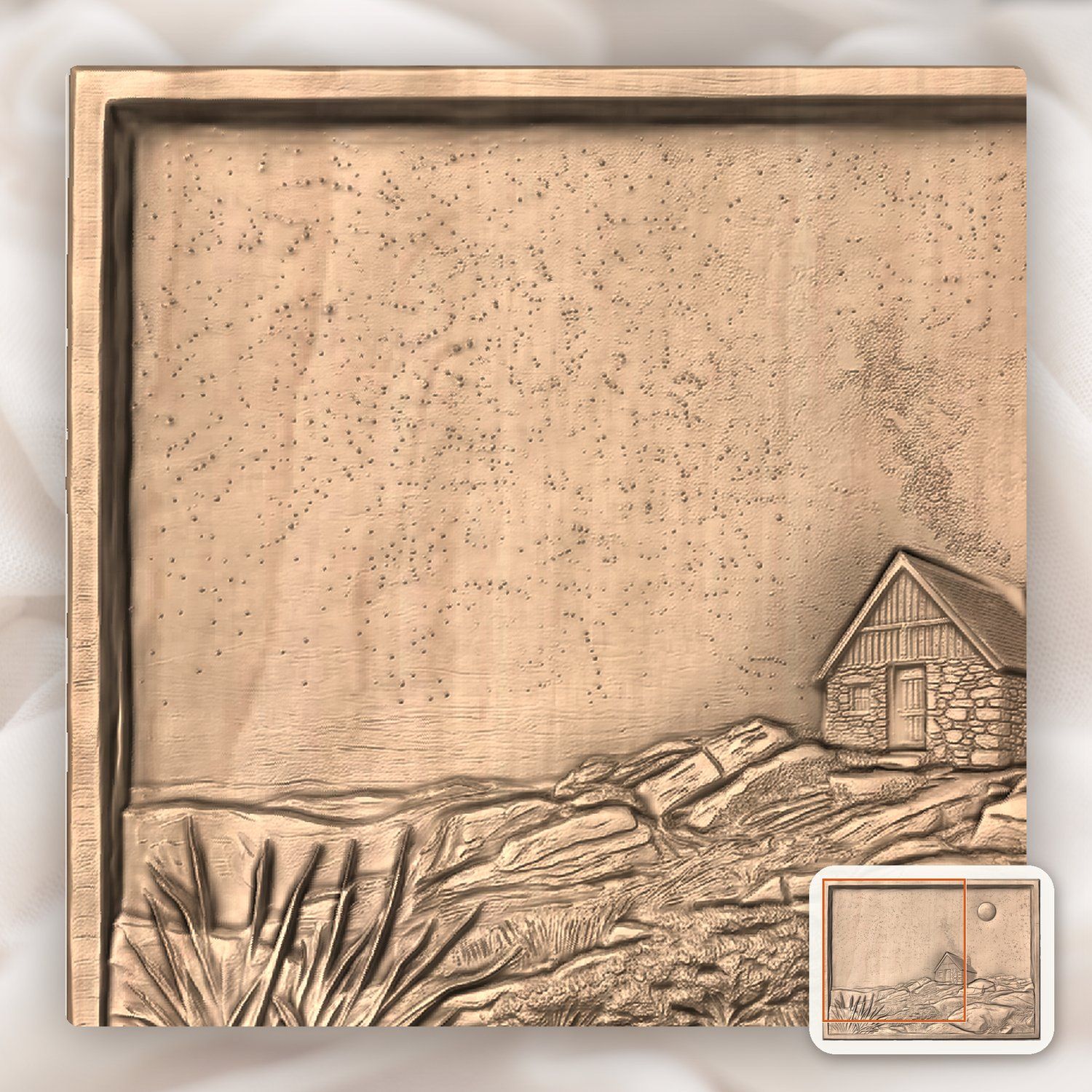 Starry Night Cabin Milky Way CNC Relief STL bas-relief STL — view 10