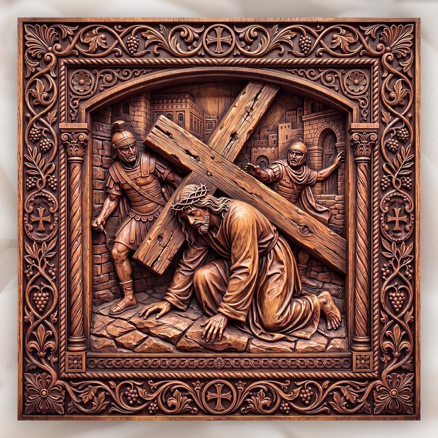 Jesus Falls First Time STL bas-relief STL design