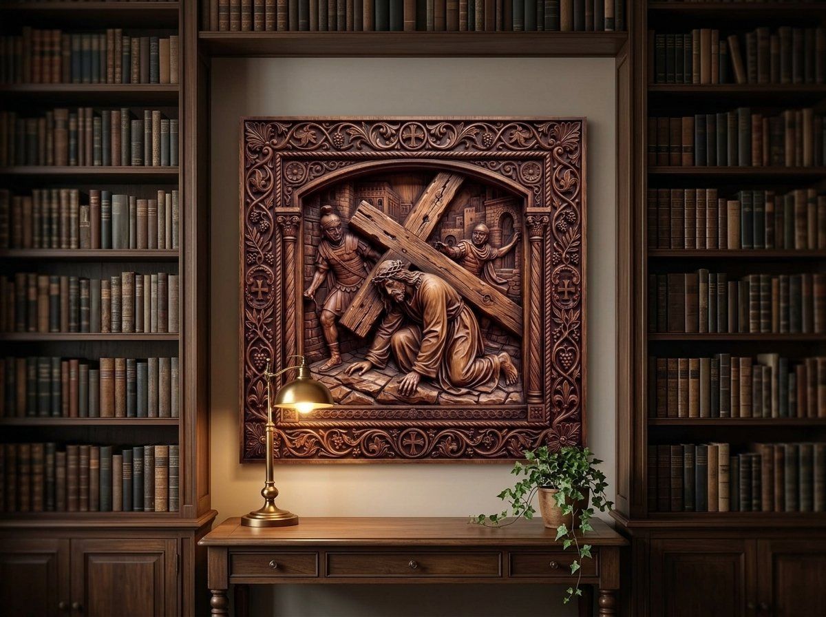 Jesus Falls First Time STL bas-relief STL — view 13