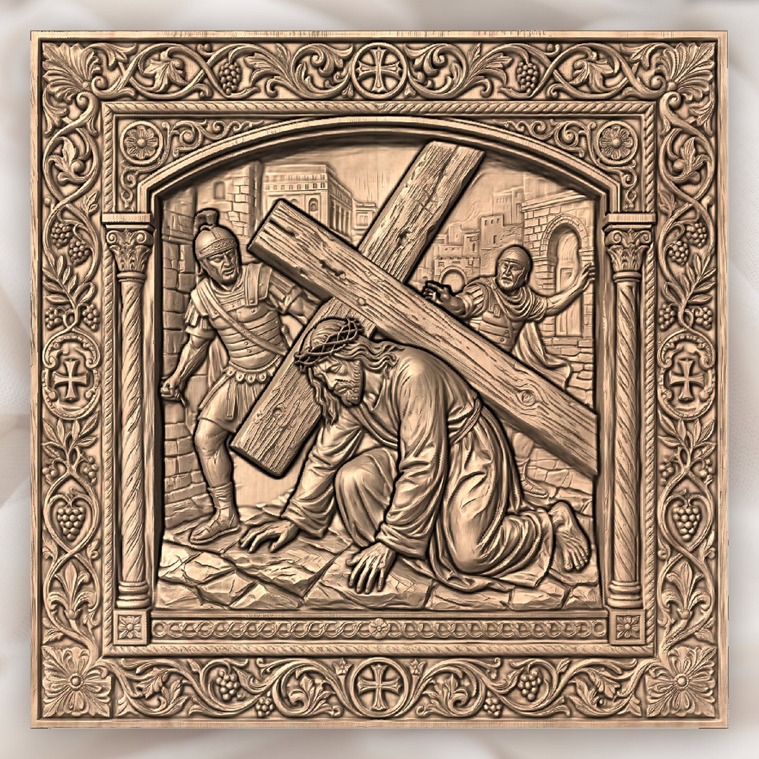 Jesus Falls First Time STL bas-relief STL — view 4