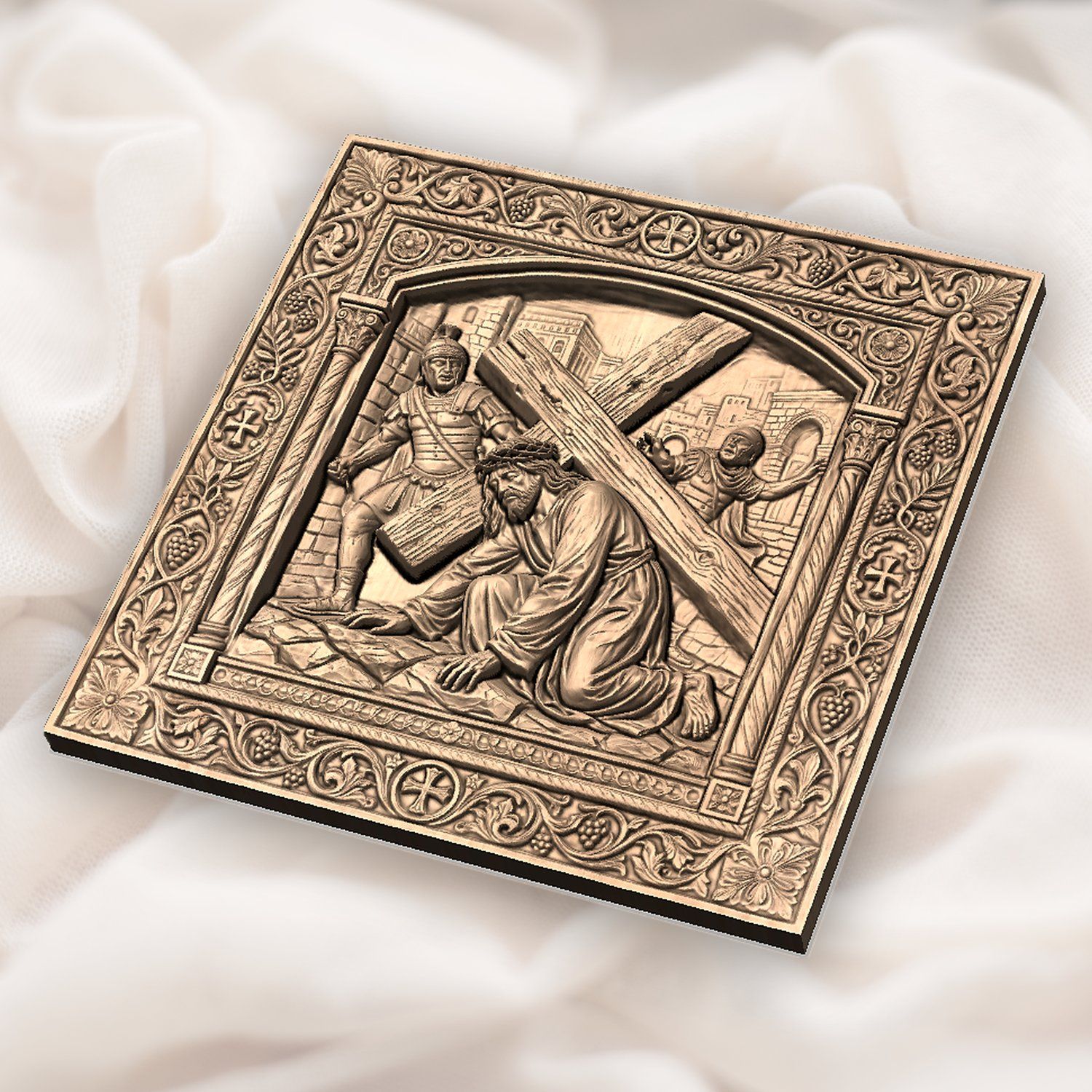 Jesus Falls First Time STL bas-relief STL — view 5