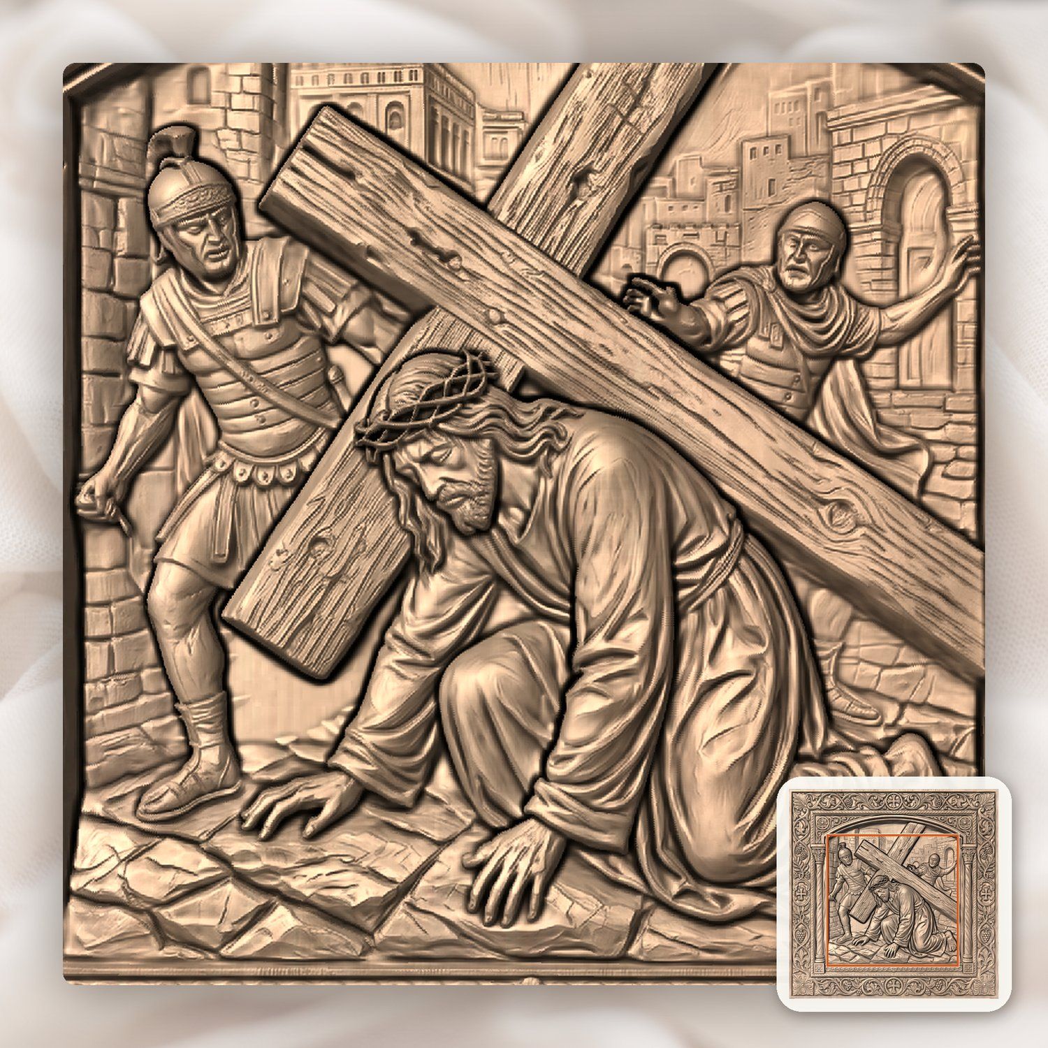 Jesus Falls First Time STL bas-relief STL — view 6
