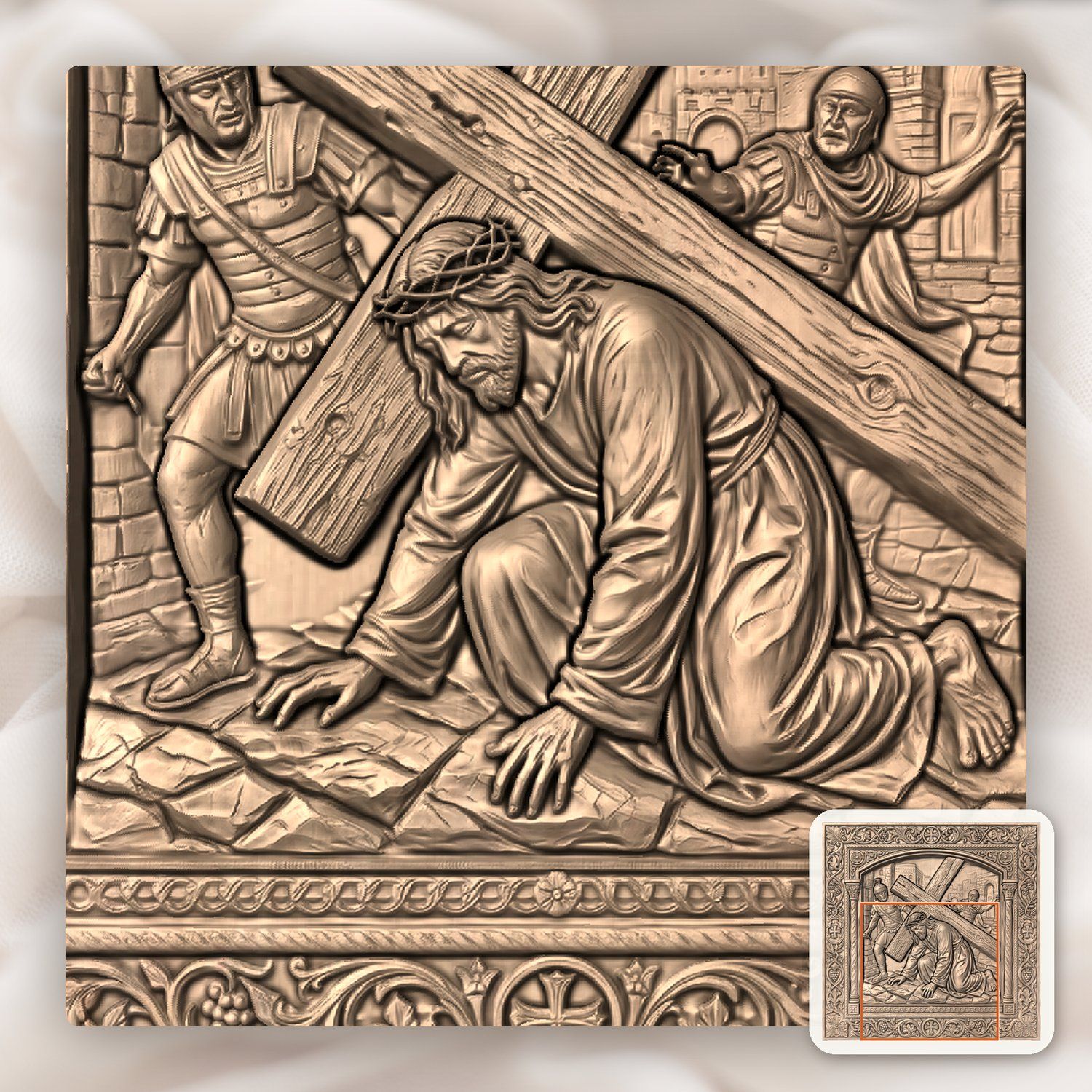 Jesus Falls First Time STL bas-relief STL — view 7