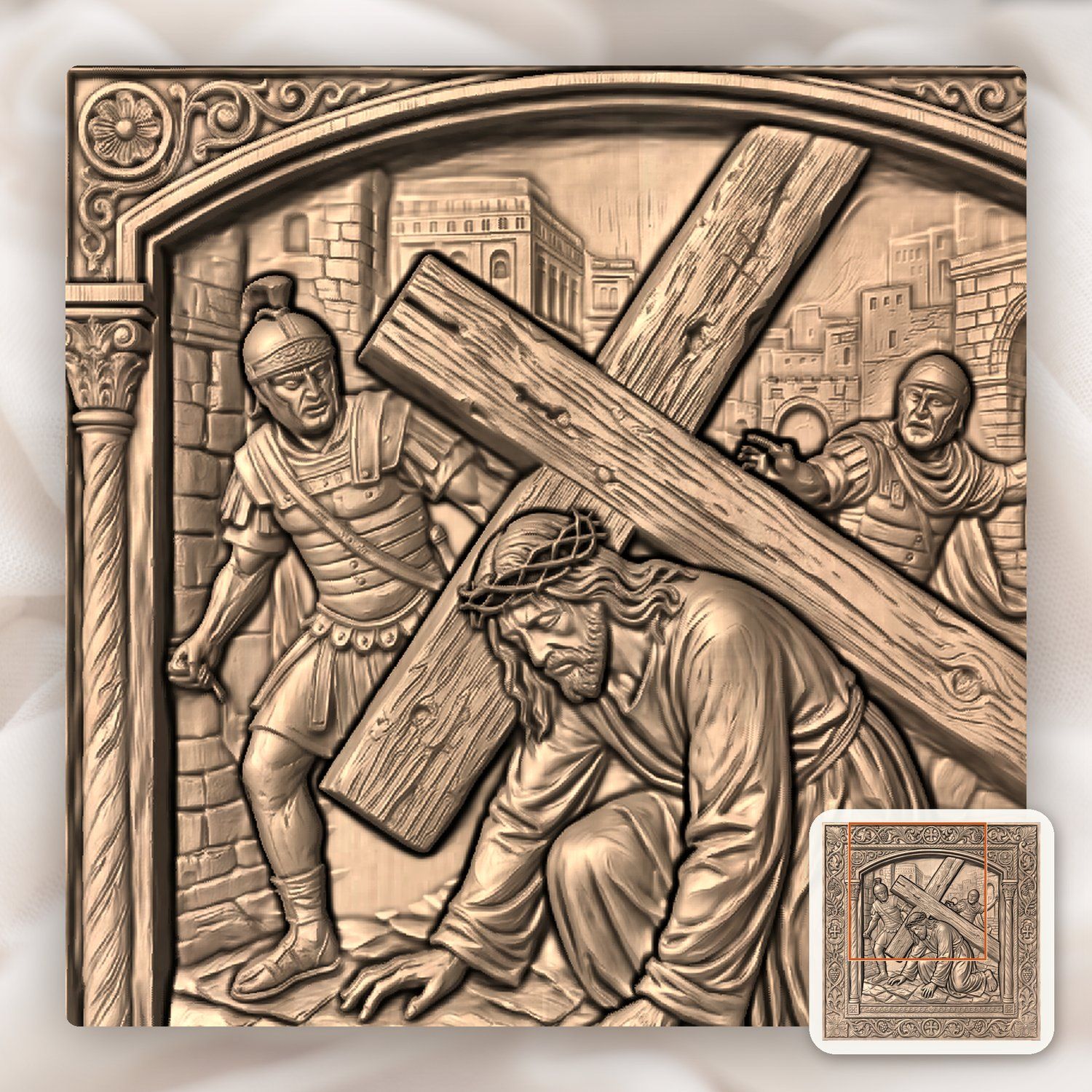 Jesus Falls First Time STL bas-relief STL — view 8