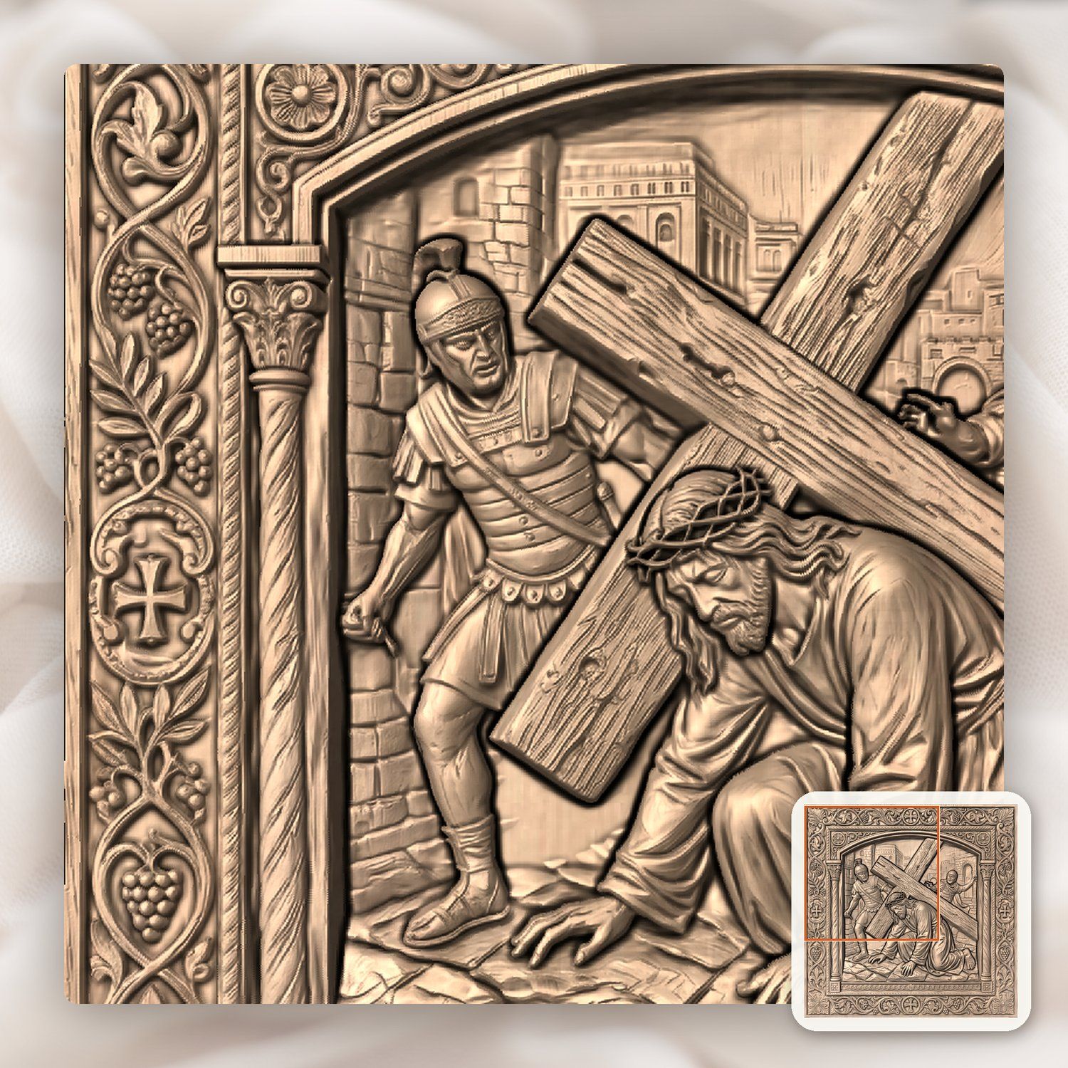 Jesus Falls First Time STL bas-relief STL — view 9