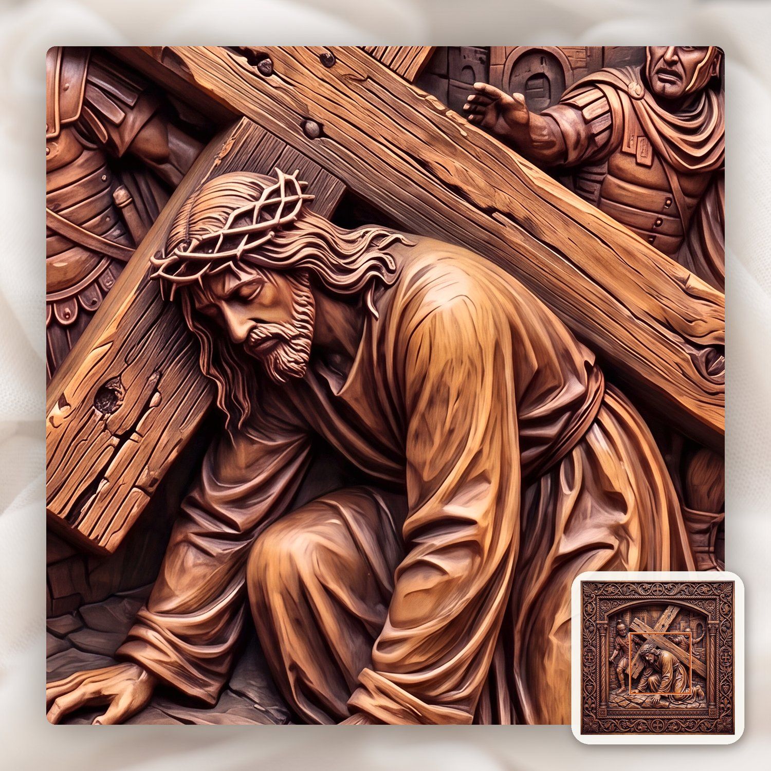 Jesus Falls First Time STL bas-relief STL — view 10