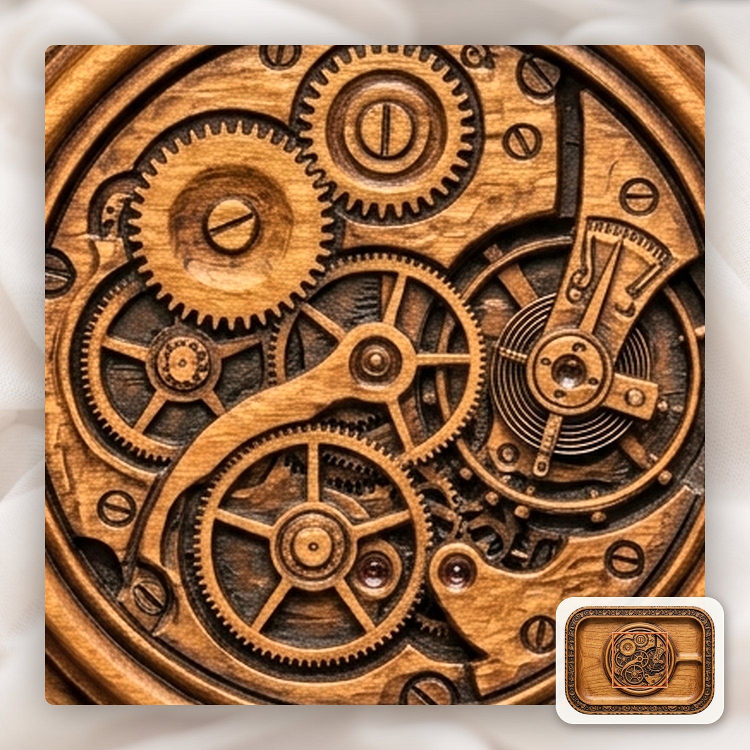 Steampunk Clockwork Gears CNC Relief STL bas-relief STL — view 11