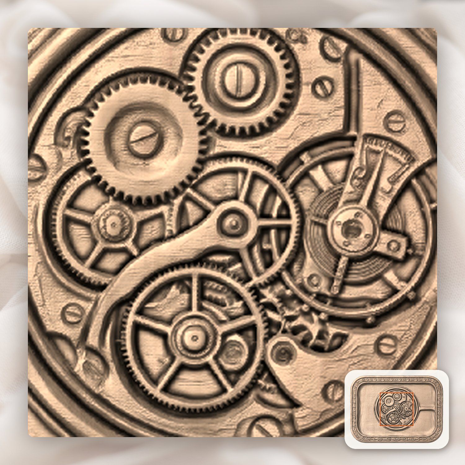 Steampunk Clockwork Gears CNC Relief STL bas-relief STL — view 7