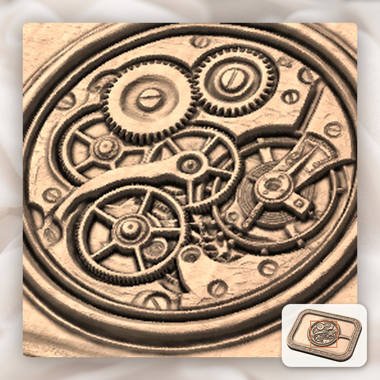 Steampunk Clockwork Gears CNC Relief STL bas-relief STL — view 9