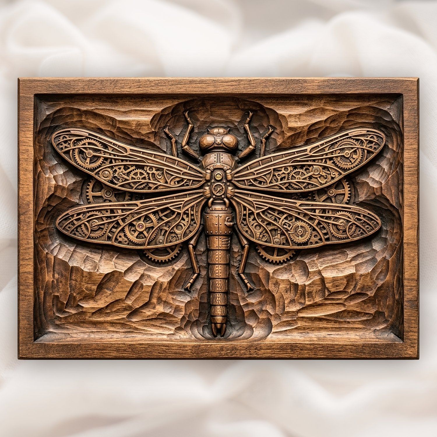 Steampunk Mechanical Dragonfly CNC Relief STL bas-relief STL design