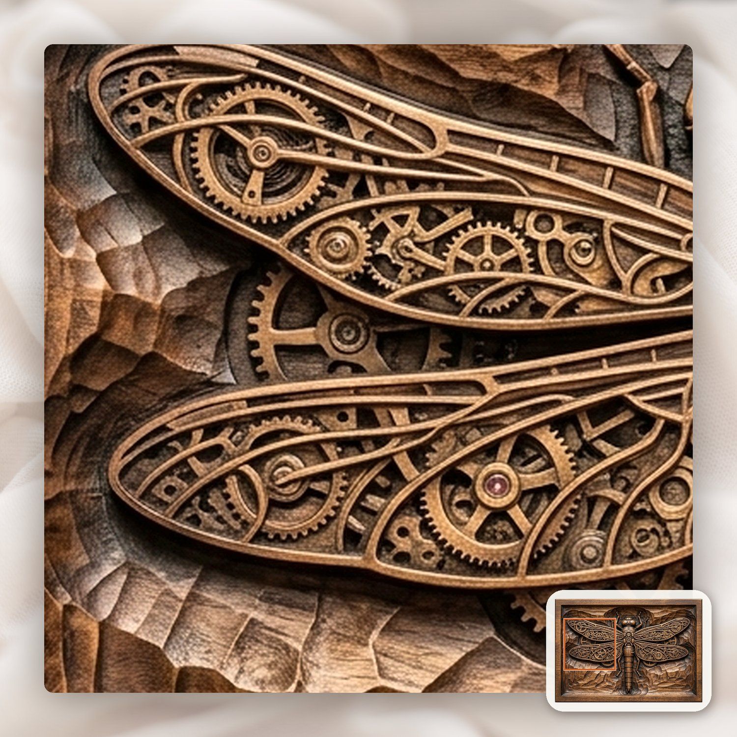 Steampunk Mechanical Dragonfly CNC Relief STL bas-relief STL — view 12