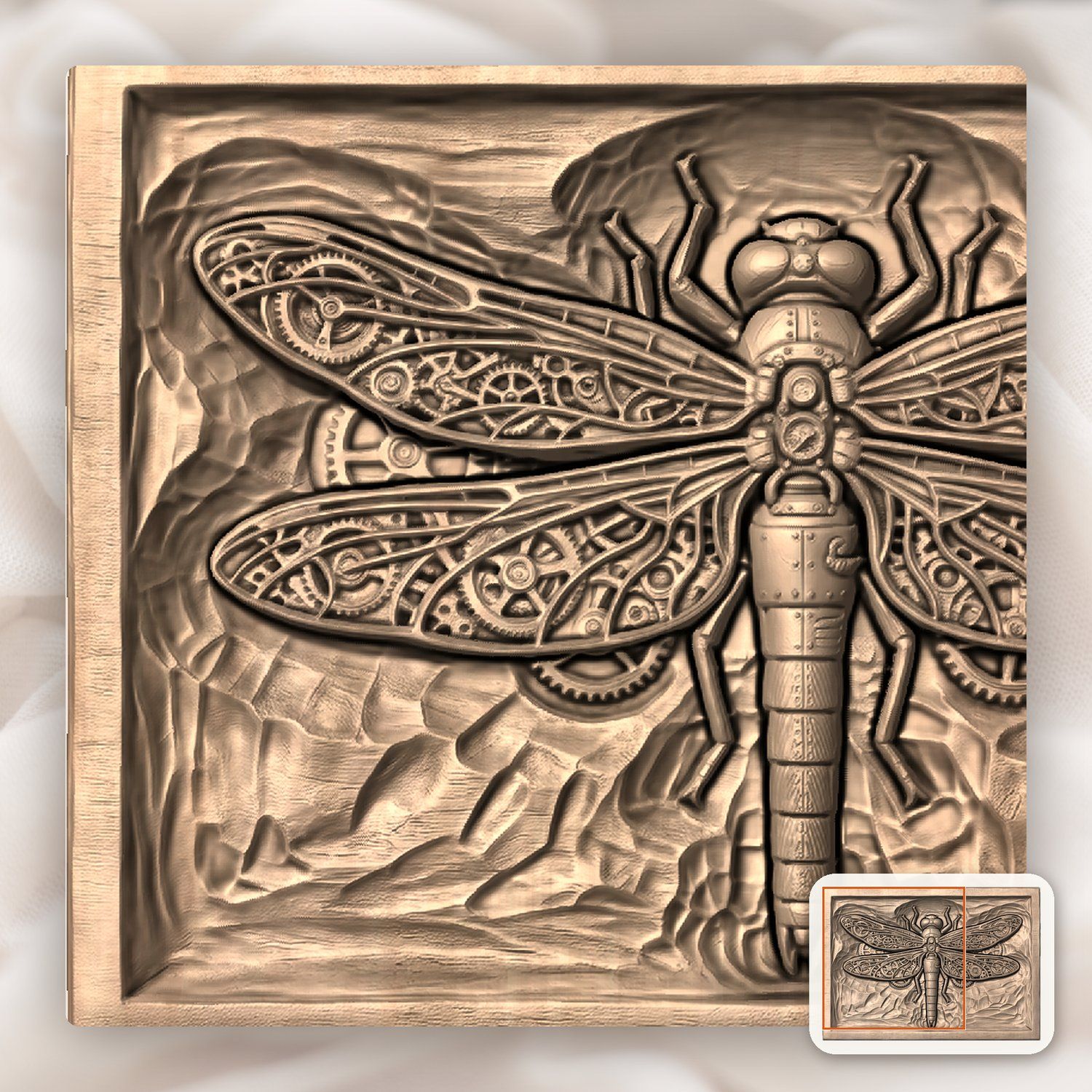 Steampunk Mechanical Dragonfly CNC Relief STL bas-relief STL — view 8