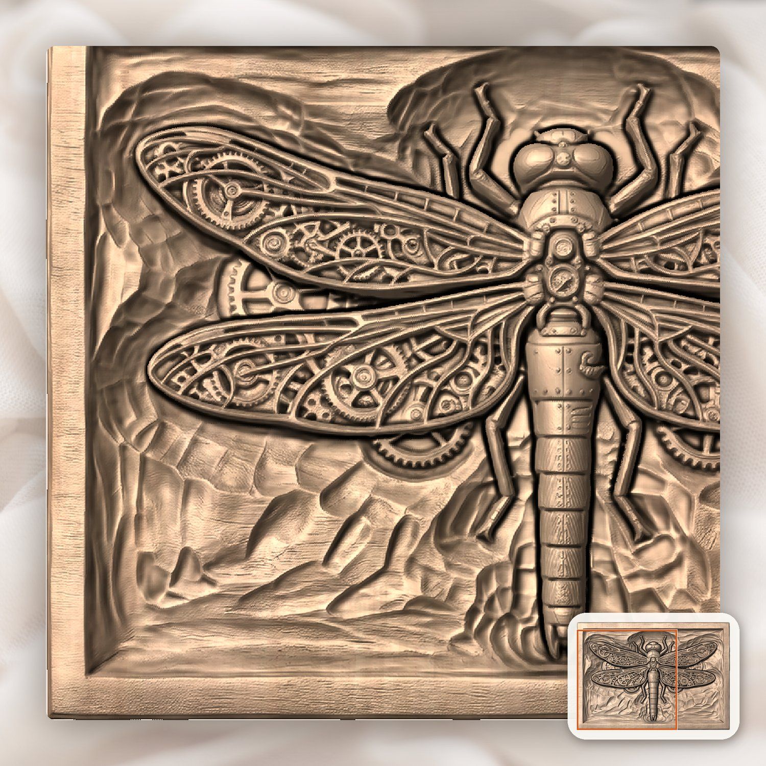 Steampunk Mechanical Dragonfly CNC Relief STL bas-relief STL — view 10