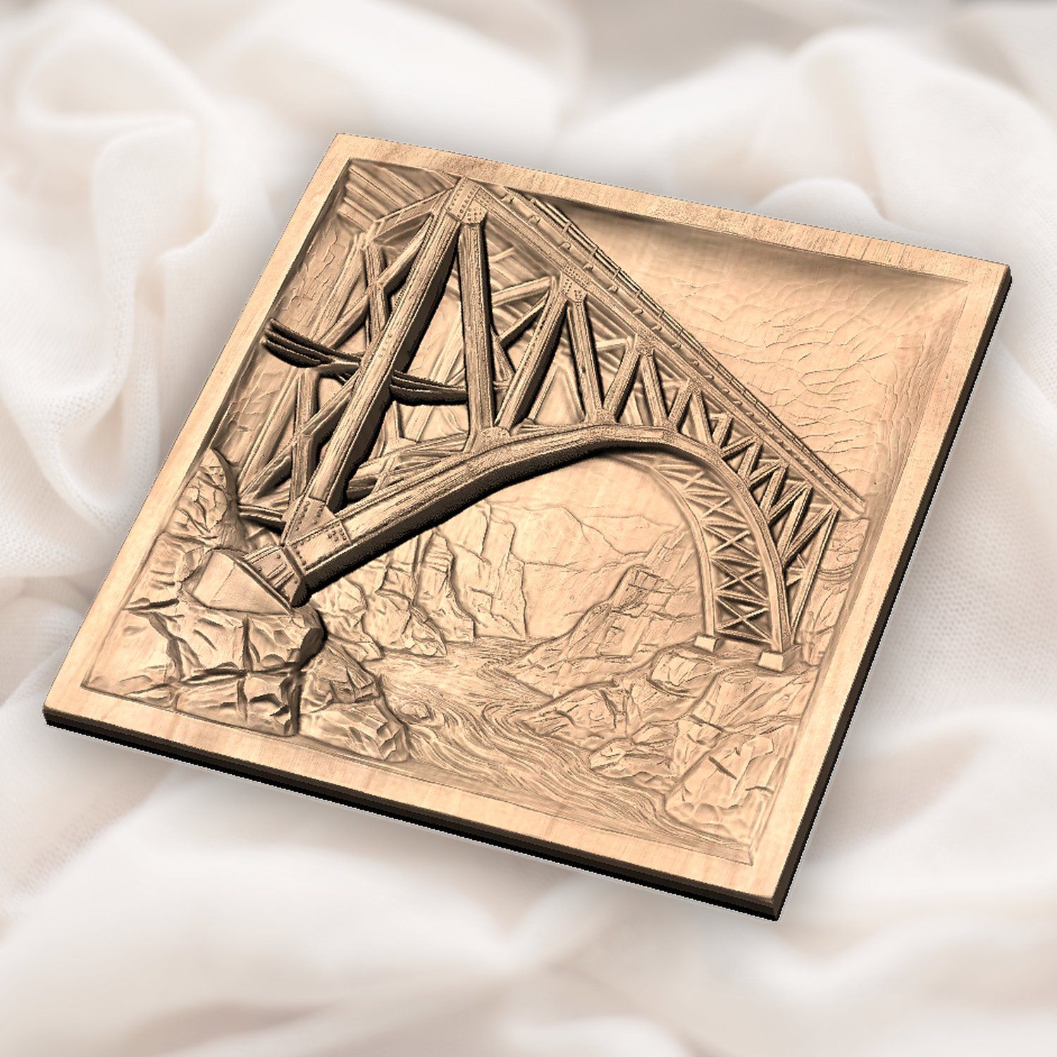 Steel Truss Bridge Mountain Chasm CNC Relief STL bas-relief STL — view 6