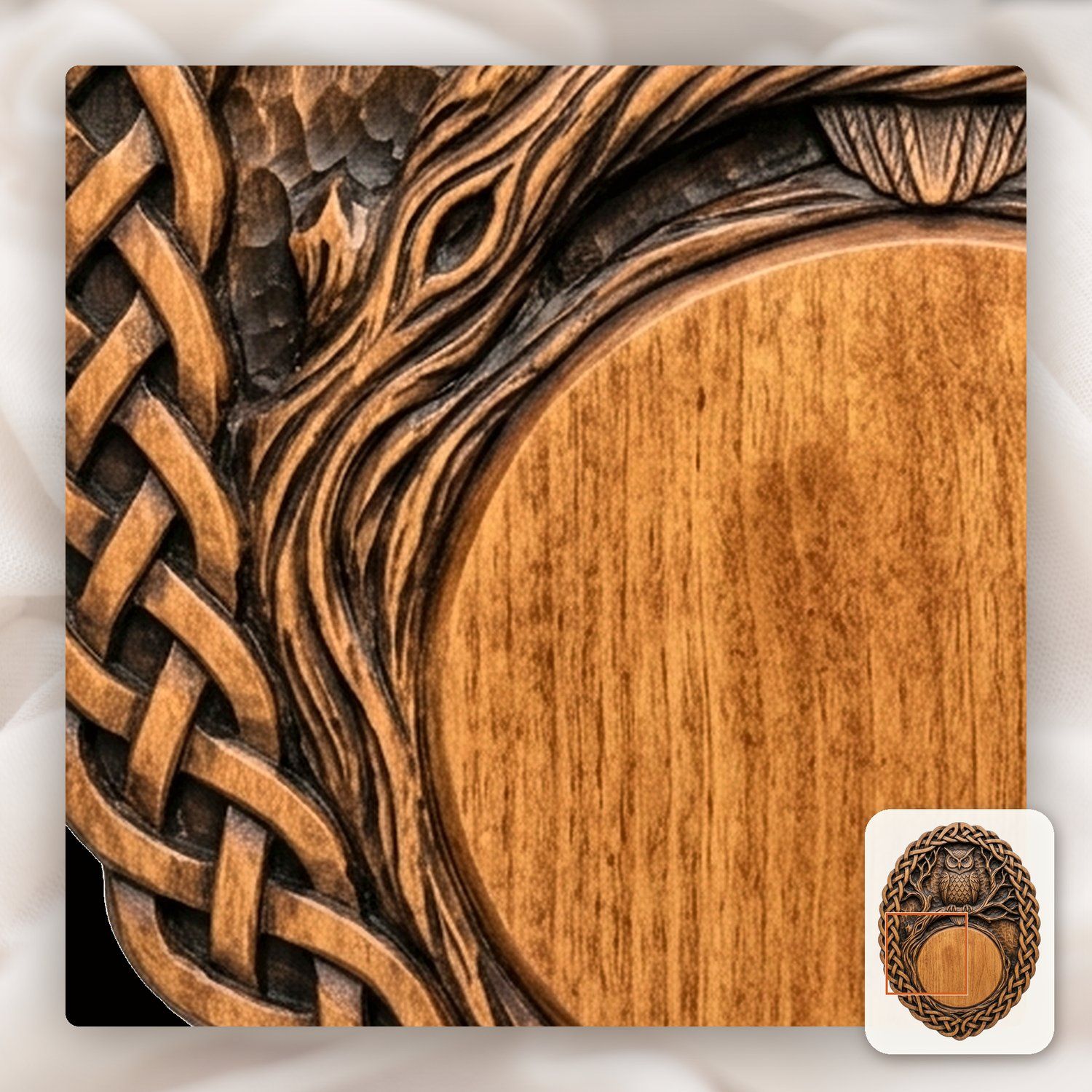 Stoic Owl Celtic Knotwork Trophy Shield CNC Relief STL bas-relief STL — view 11